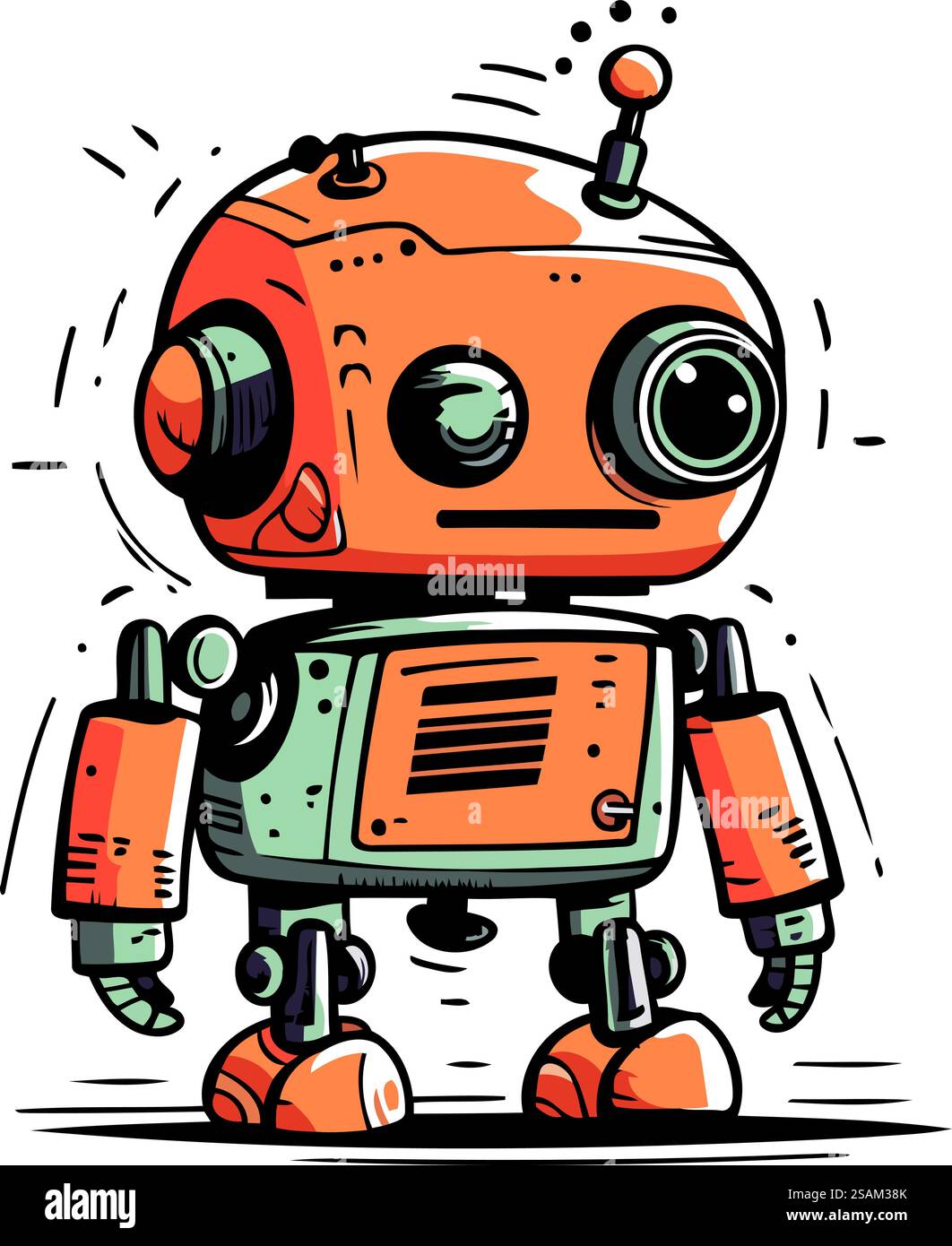Niedlicher Karikaturroboter. Vektorillustration auf weißem Hintergrund isoliert. Stock Vektor