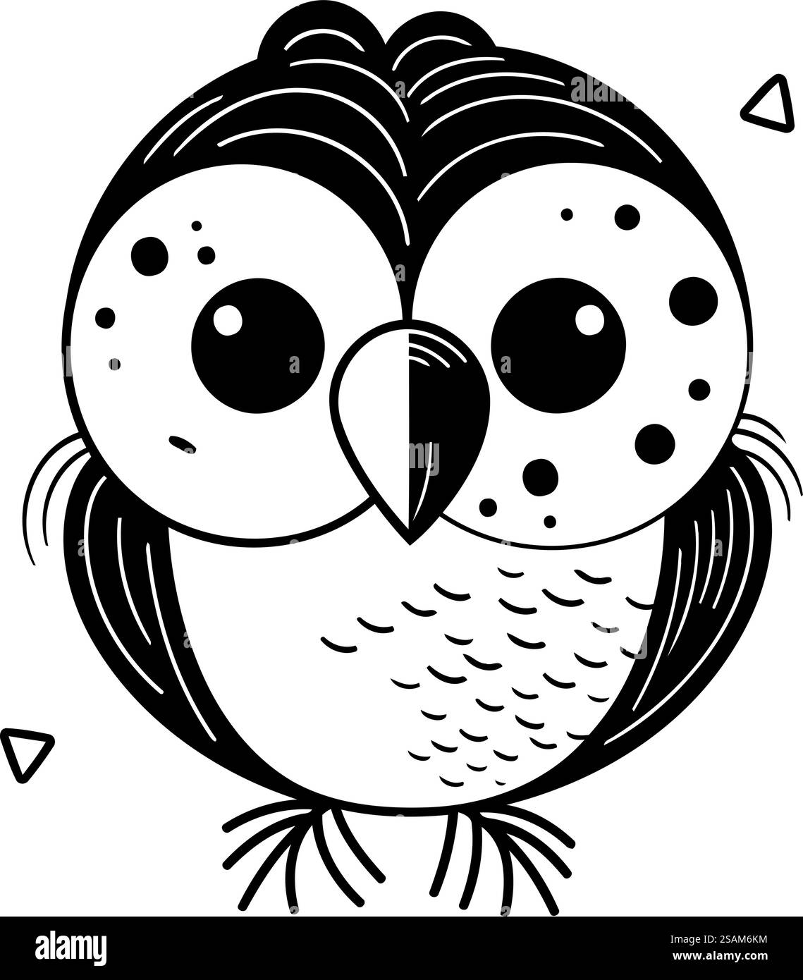 Süße Eule. Schwarz-weiße Vektor-Illustration für Malbuch. Stock Vektor