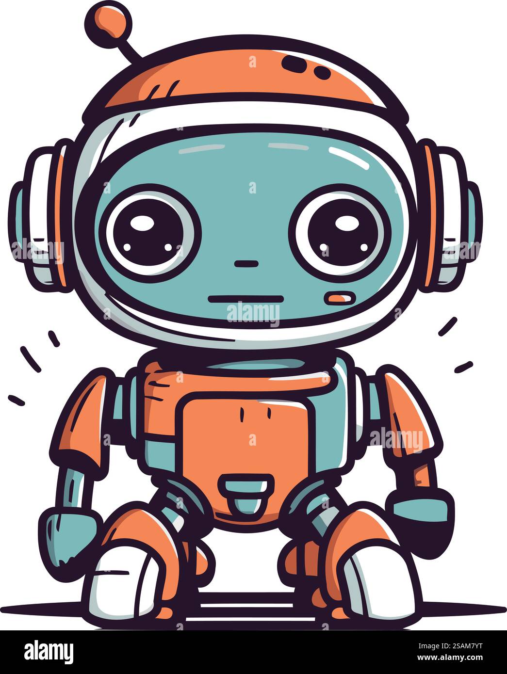 Niedlicher Karikaturroboter. Vektorillustration auf weißem Hintergrund isoliert. Stock Vektor