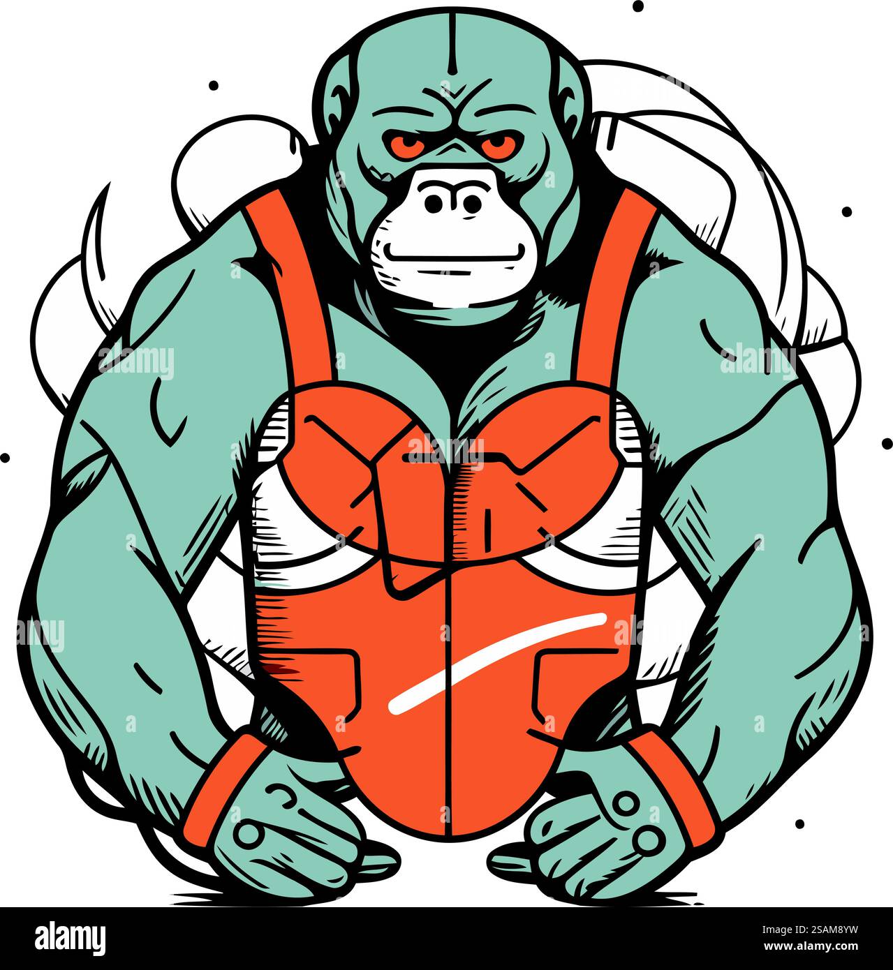 Gorilla-Maskottchen. Vektor-Illustration für T-Shirt-Druck. Stock Vektor