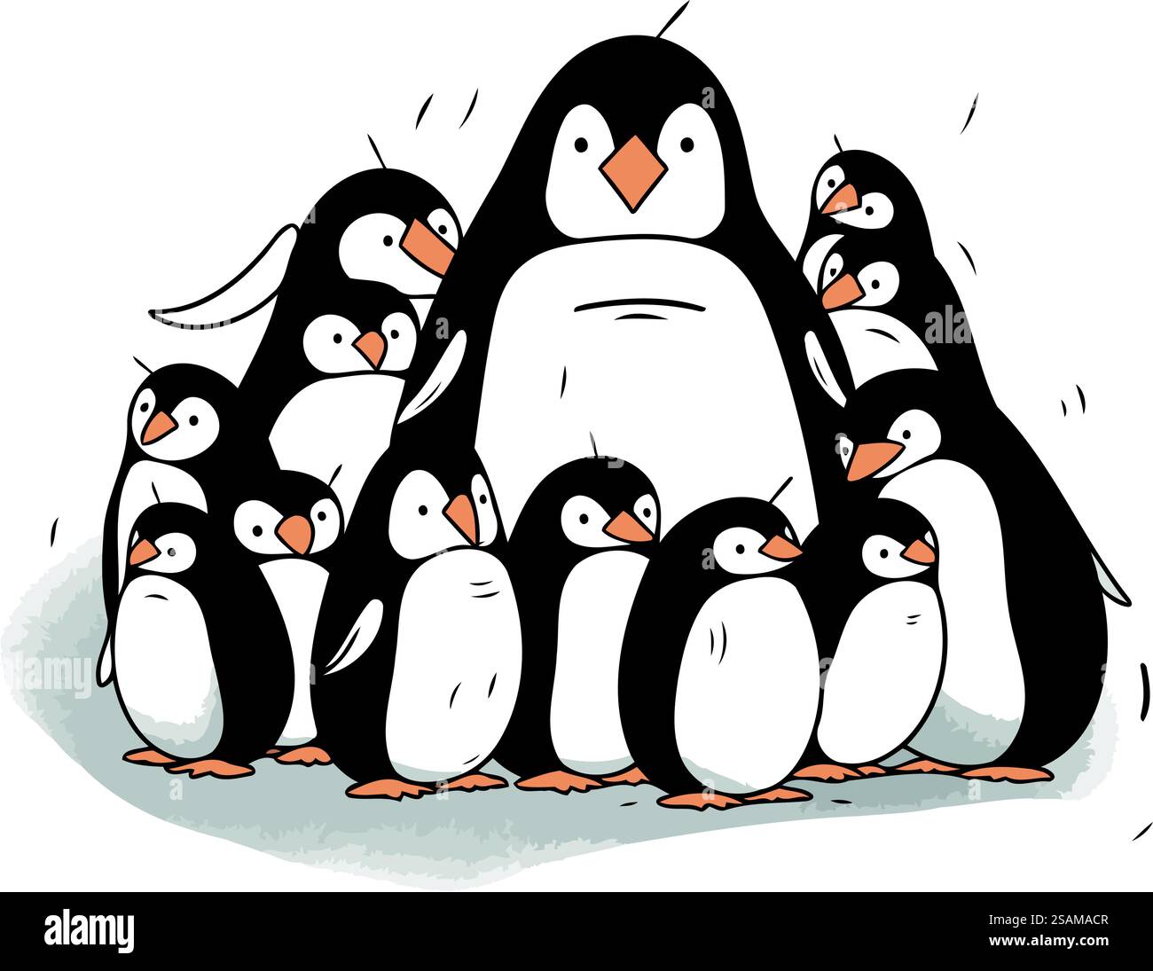 Familie Pinguine. Vektorillustration einer Gruppe von Pinguinen. Stock Vektor