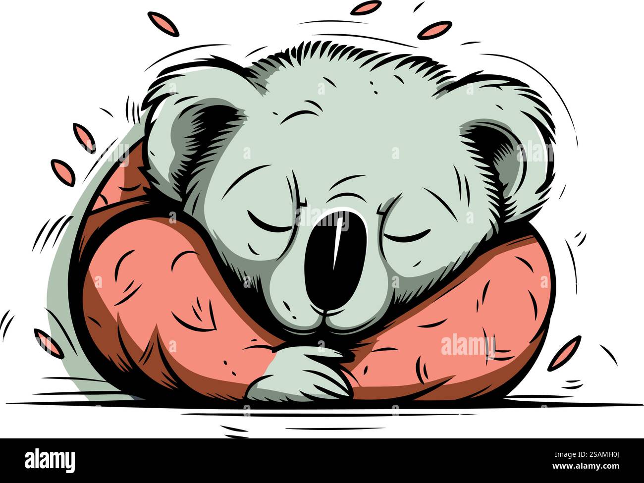 Niedlicher Koala, der schläft. Vektorillustration eines Koalas schlafend. Stock Vektor