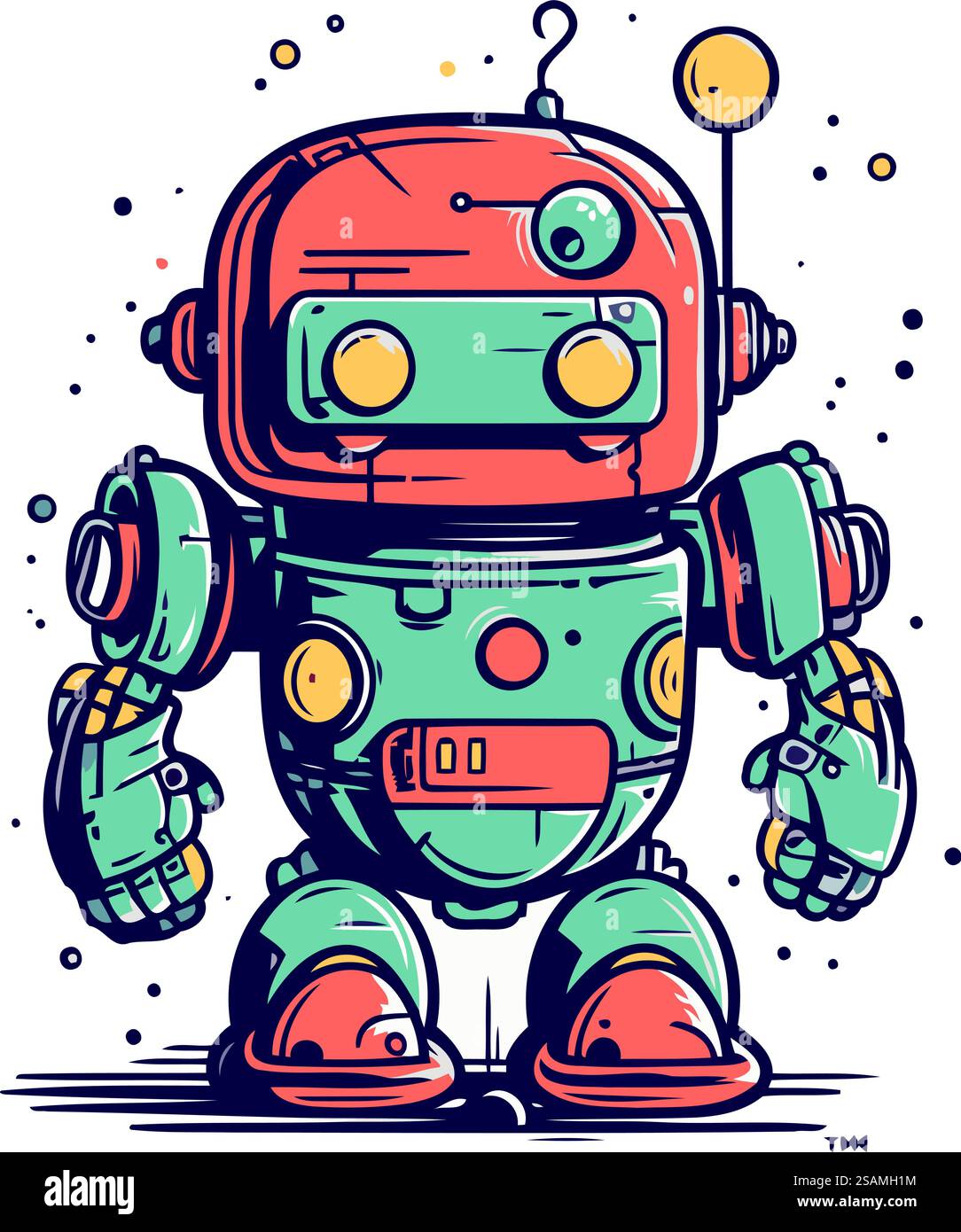 Niedlicher Karikaturroboter. Vektorillustration auf weißem Hintergrund isoliert. Stock Vektor