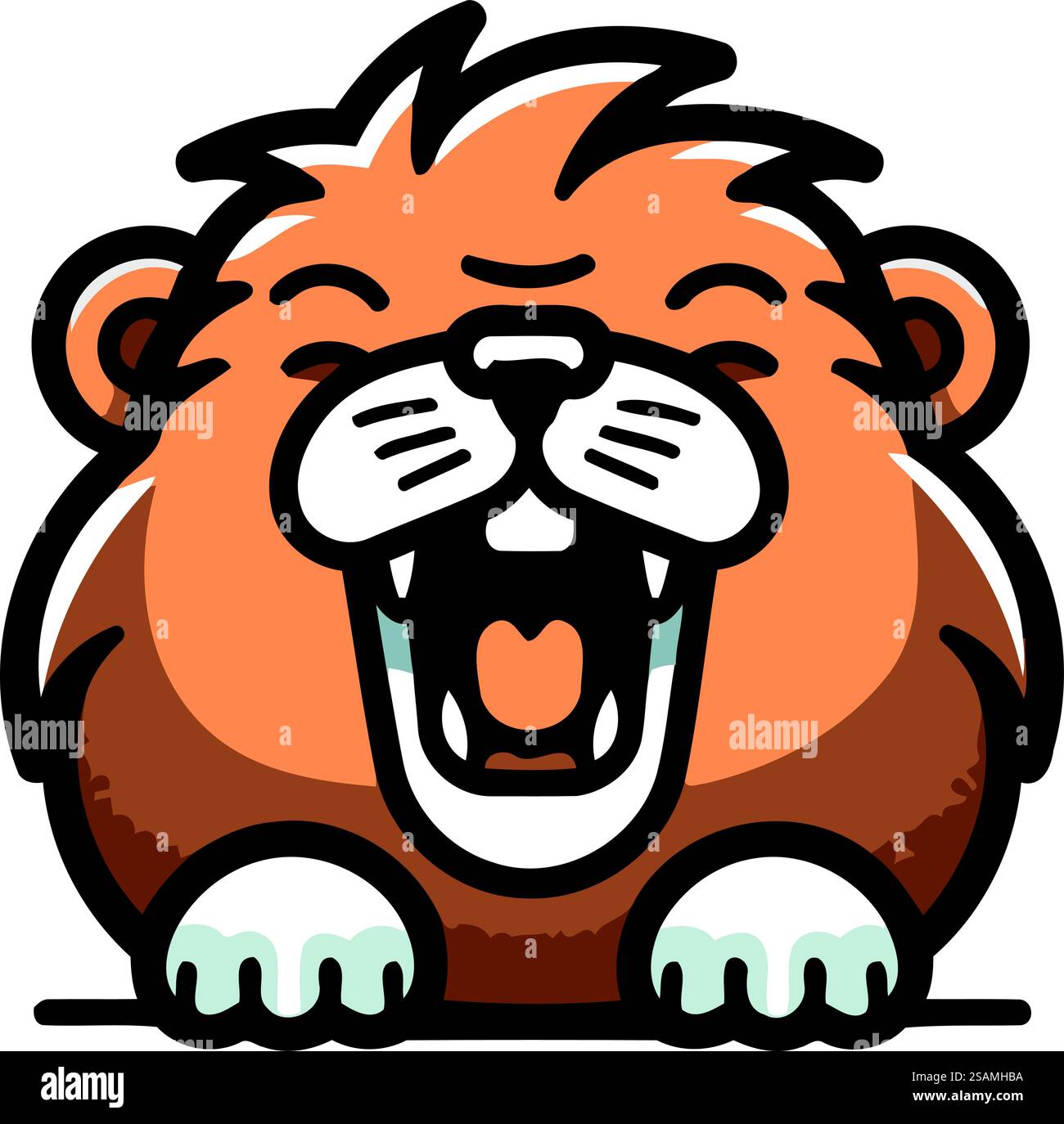 Illustration eines niedlichen Bibermaskottchens auf weißem Hintergrund. Stock Vektor