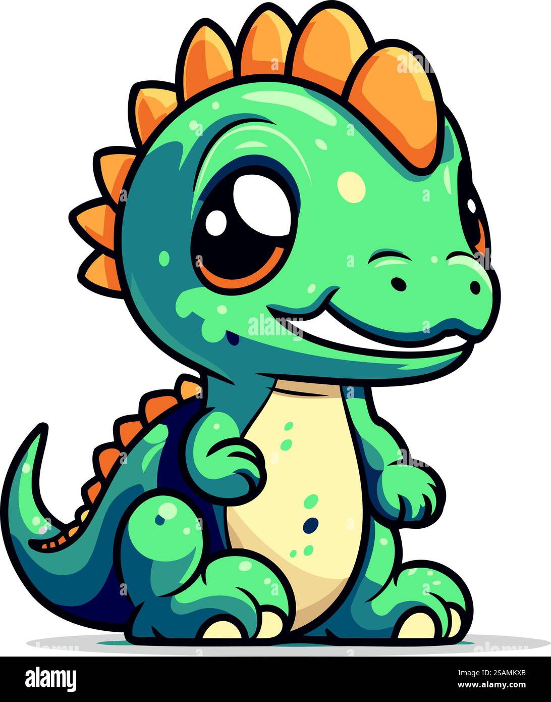 Niedlicher Zeichentrickfilm-Baby-Dinosaurier isoliert auf weißem Hintergrund. Vektorabbildung. Stock Vektor