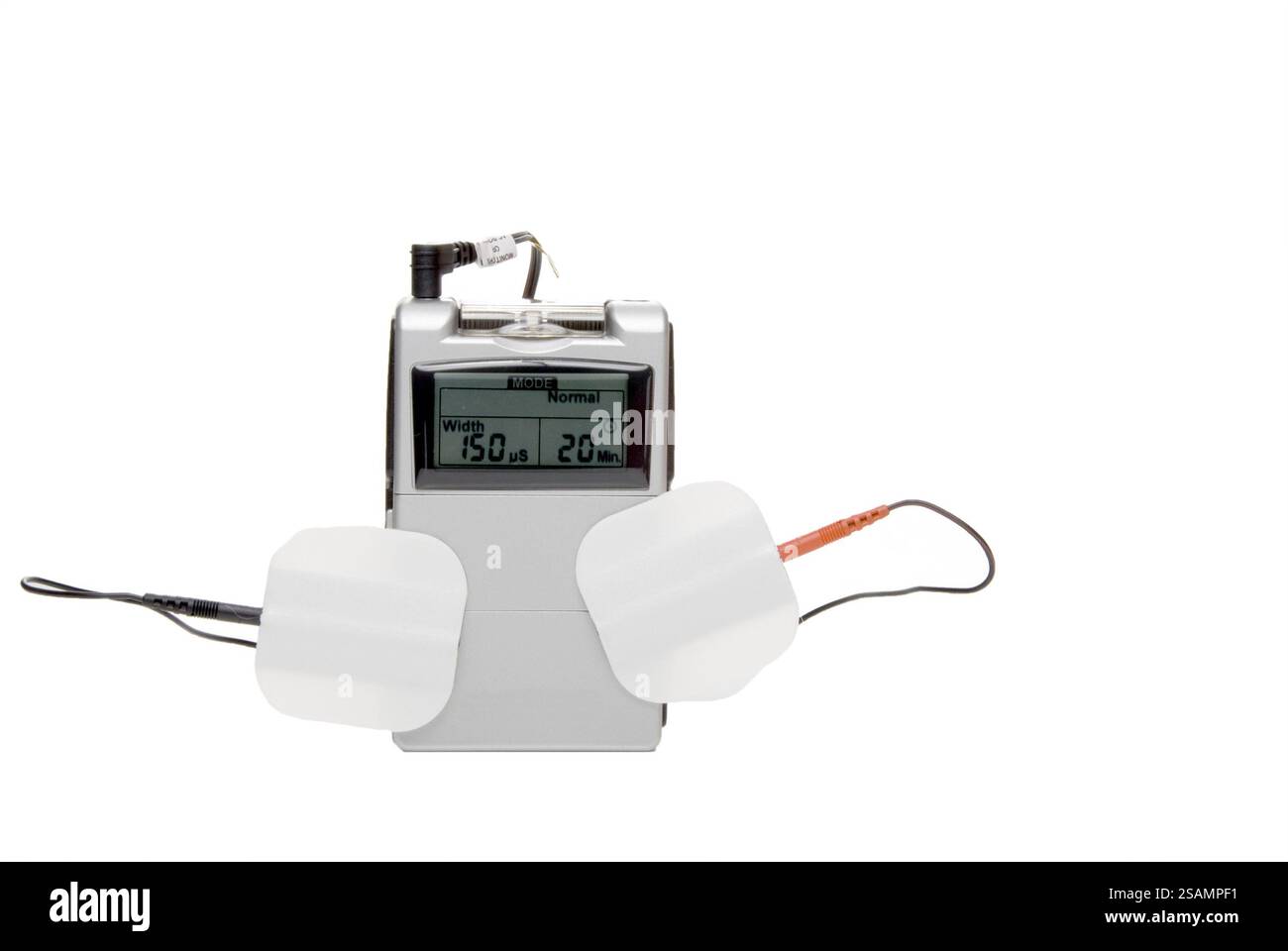 Eine medizinische TENS-Einheit zur Linderung akuter Schmerzen Stockfoto