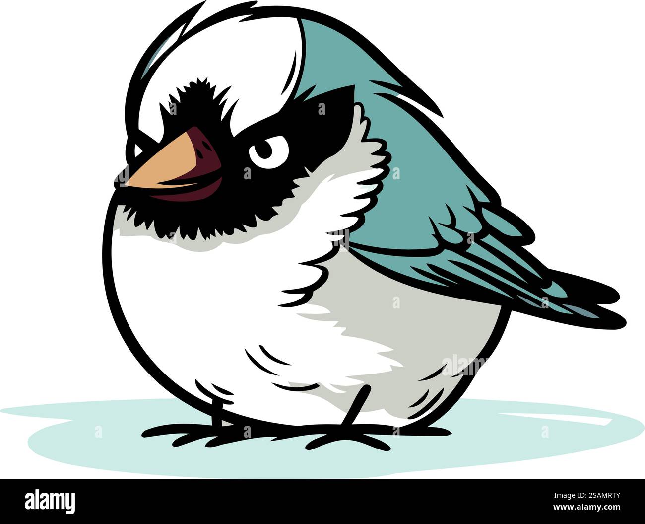 Cartoon-Illustration eines kleinen Vogels mit großen Augen. Vektorabbildung. Stock Vektor