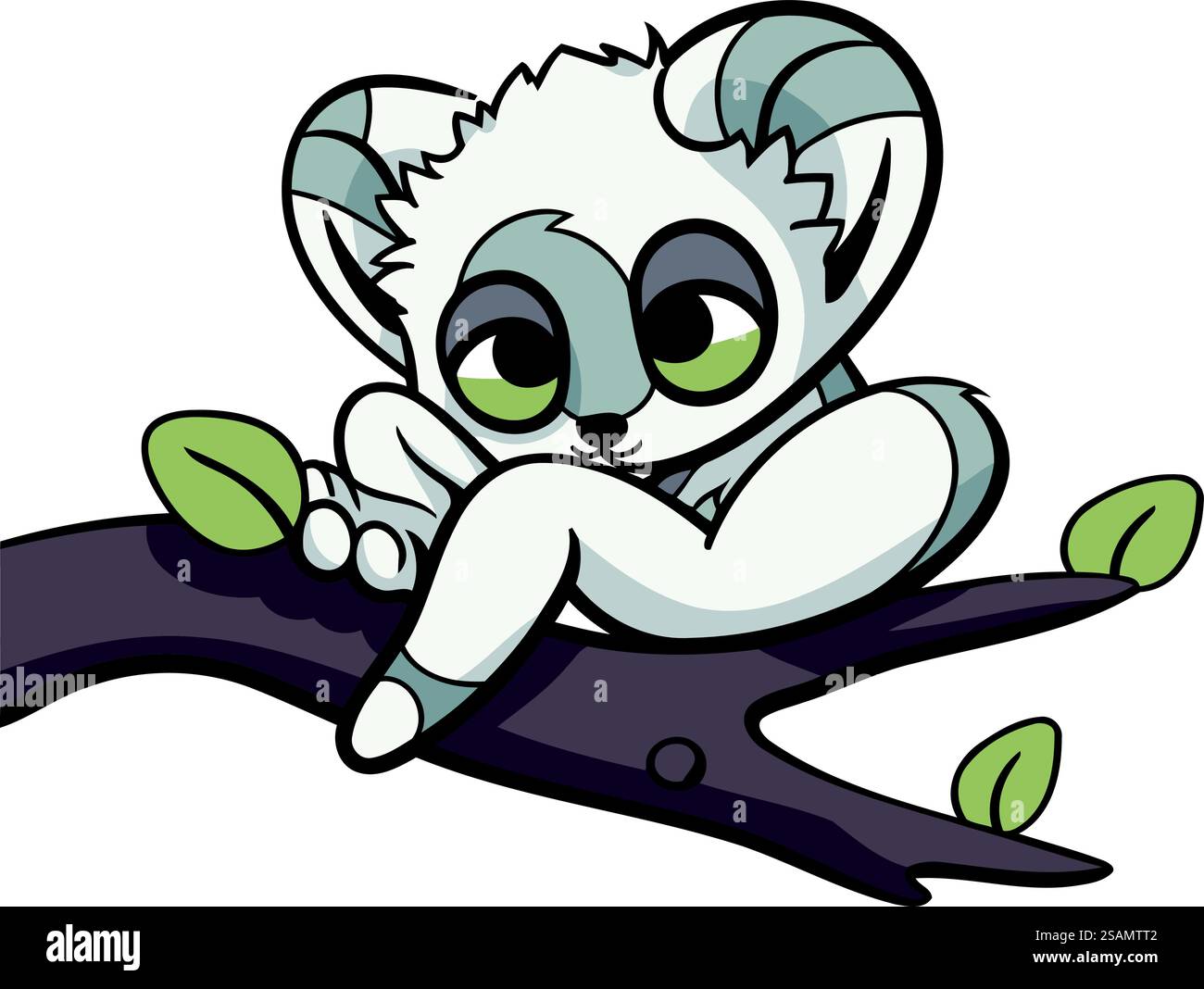 Süßer Koala, der auf einem Ast schläft. Vektordarstellung. Stock Vektor