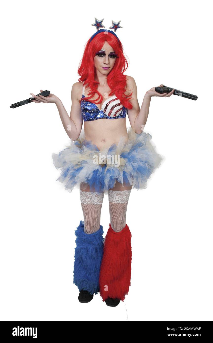 Frau, die sich für eine Rave-Tanzparty verkleidet hat Stockfoto