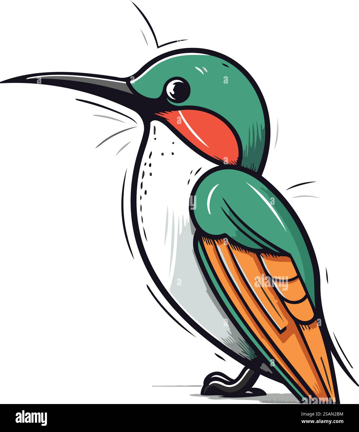 Farbenfroher Vogel auf weißem Hintergrund. Vektorabbildung. Stock Vektor