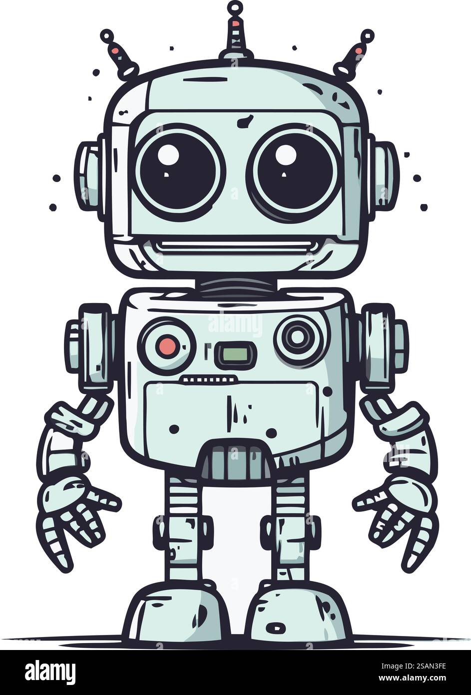 Niedlicher Roboter. Hand gezeichnete Vektorillustration im Doodle-Stil. Stock Vektor