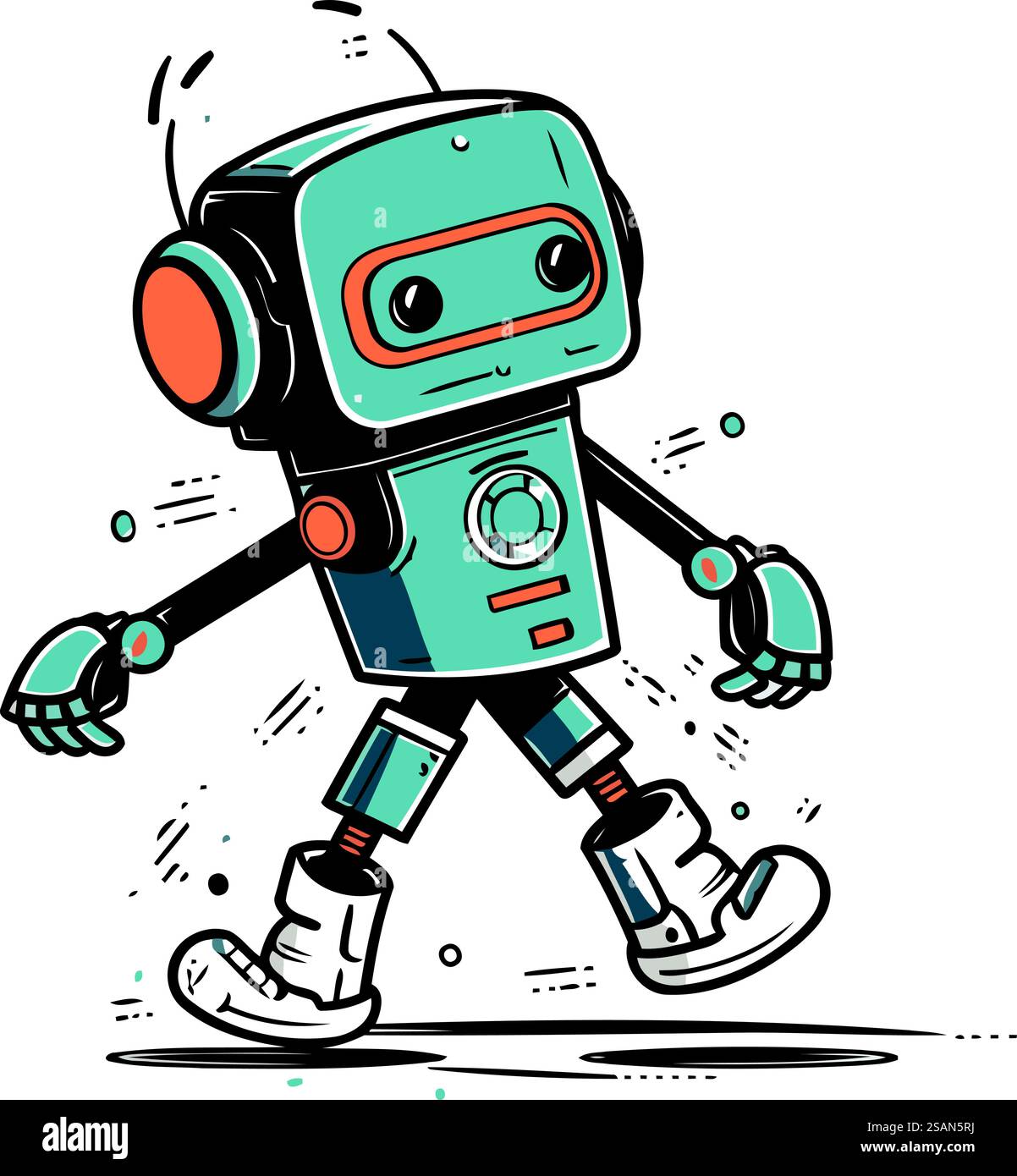 Vektor-Illustration eines niedlichen Roboters. Zeichentrickstil. Isoliert auf weißem Hintergrund. Stock Vektor