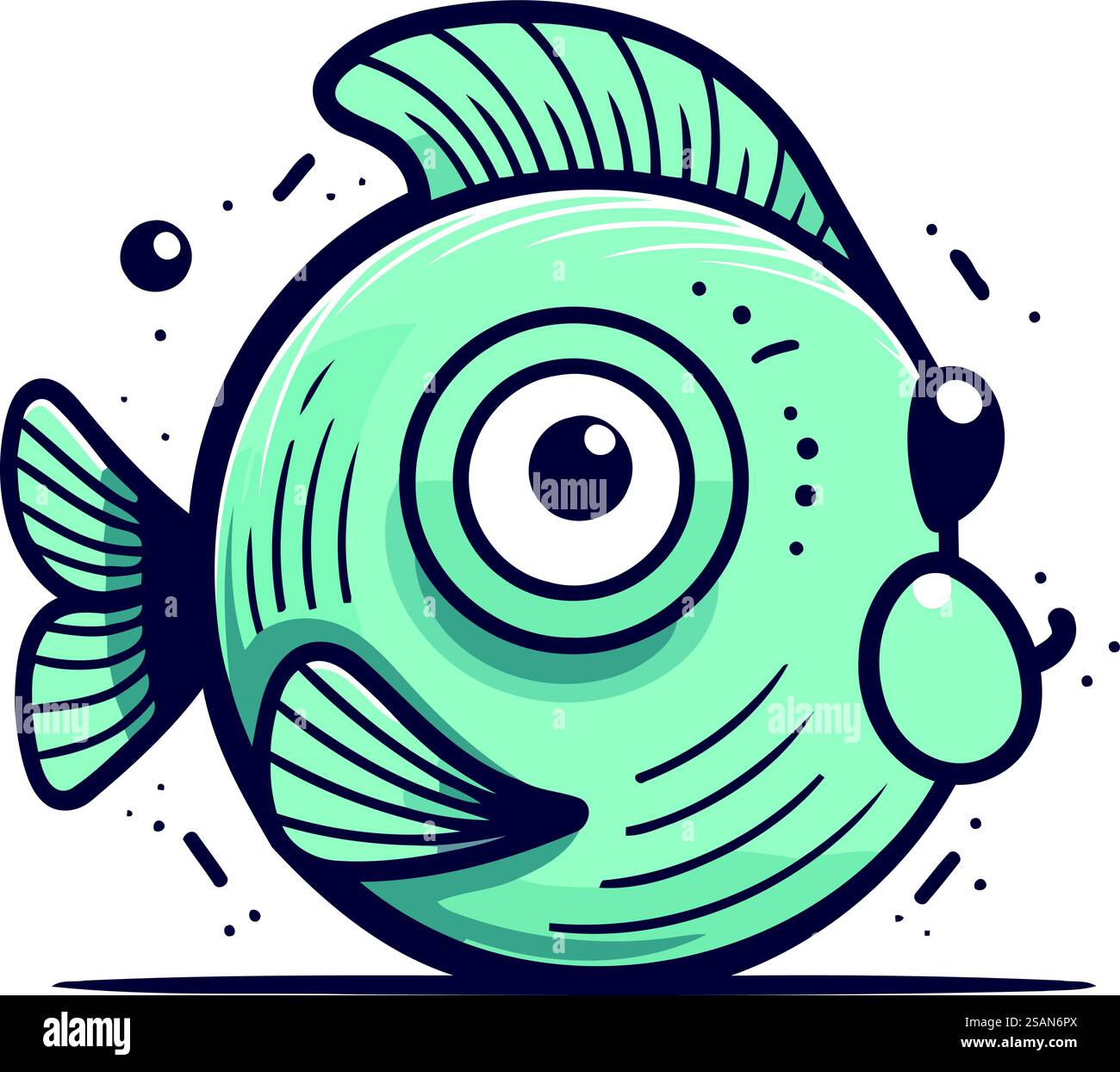 Cartoon-Fisch mit großen Augen. Vektorabbildung in abgewickelter Form. Stock Vektor