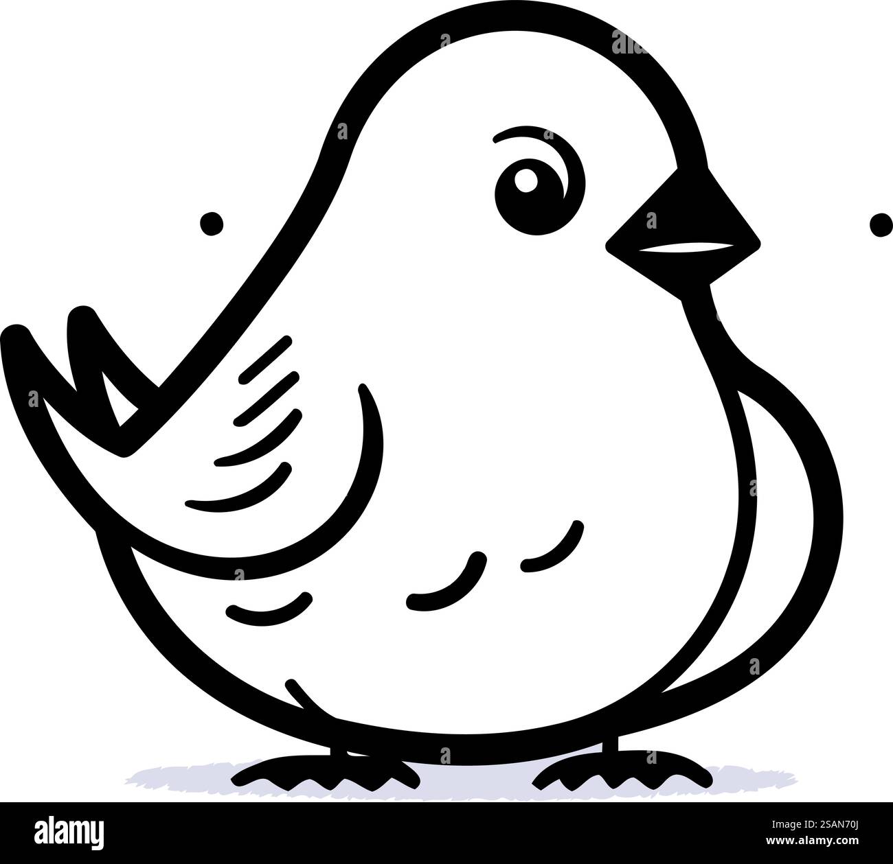 Netter kleiner Vogel Karikaturvektor Illustration grafisches Design Hand gezeichnete Linie Kunst Stock Vektor