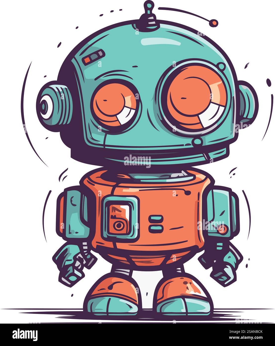 Niedlicher Karikaturroboter. Handgezeichnete Vektorgrafik. Doodle-STYLE. Stock Vektor