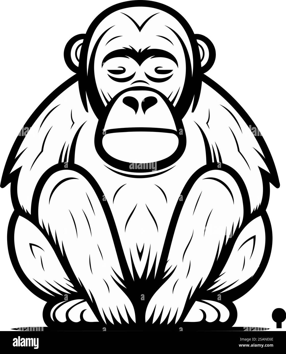 Gorilla. Monochrome Vektordarstellung. Isoliert auf weißem Hintergrund. Stock Vektor