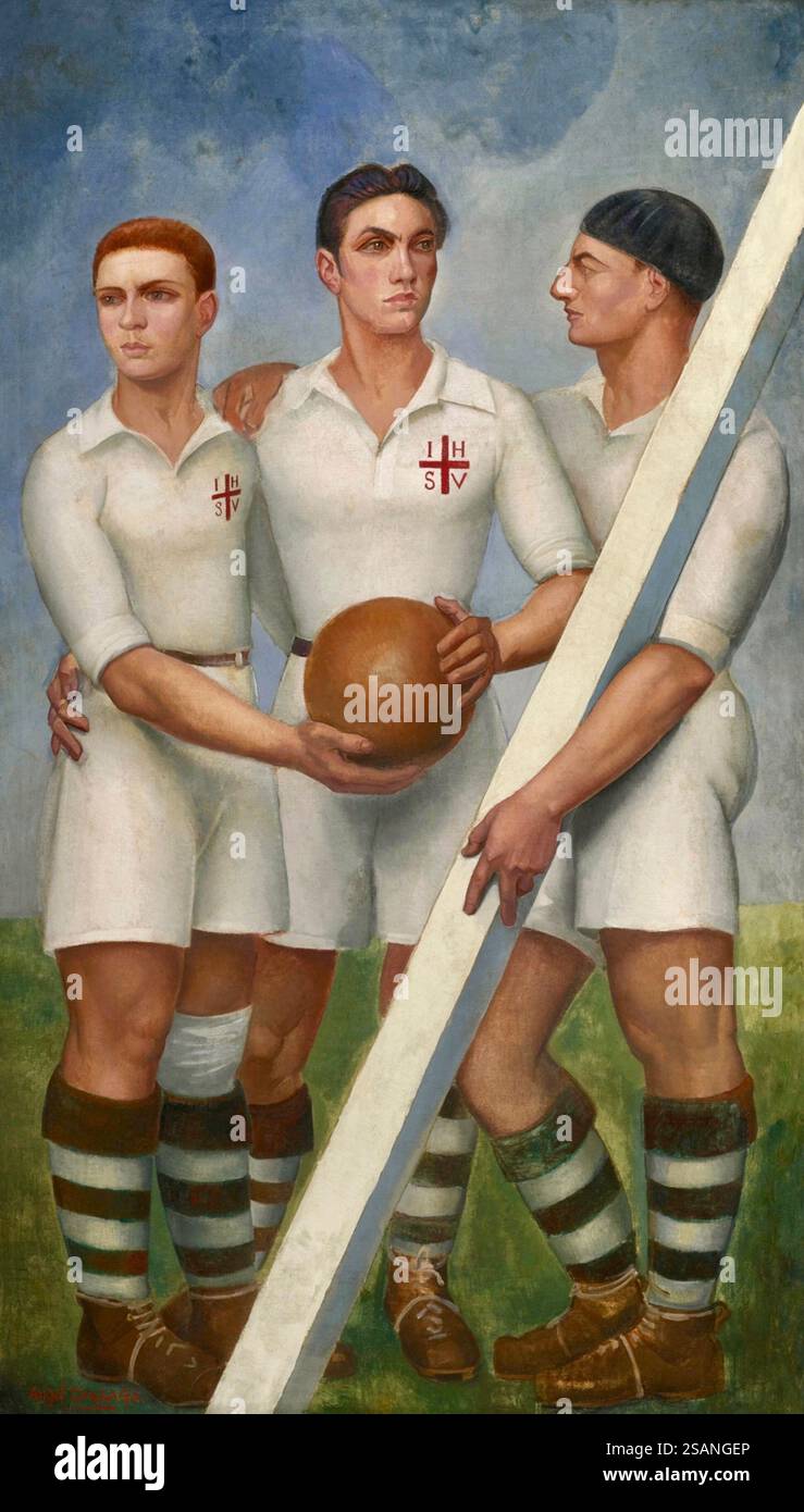 Angel Zarraga - drei Fußballer mit Berets - 1921 Stockfoto