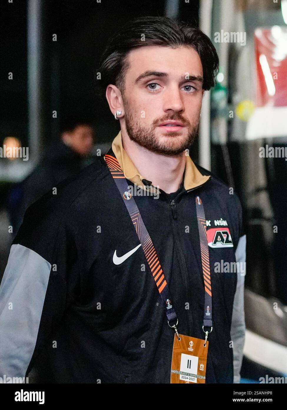 Budapest, Ungarn. 30. Januar 2025. BUDAPEST, UNGARN - JANUAR 30: Troy Parrott von AZ kommt am 30. Januar 2025 im Ferencvaros Stadion in Budapest an. (Foto von Ed van de Pol/Orange Pictures) Credit: Orange Pics BV/Alamy Live News Stockfoto