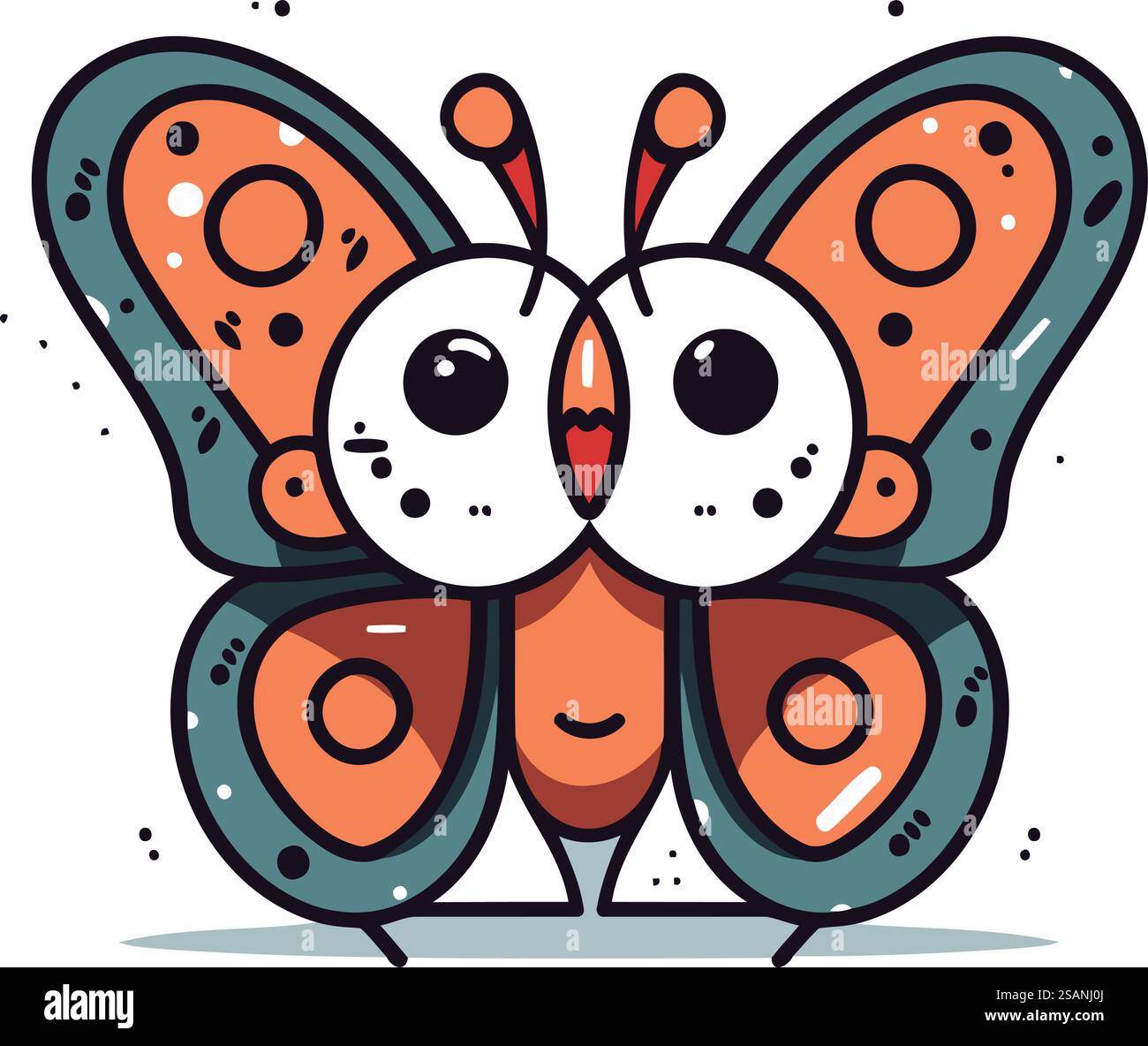 Schmetterling. Niedliche Zeichentrickfigur. Bunte Vektorillustration. Stock Vektor
