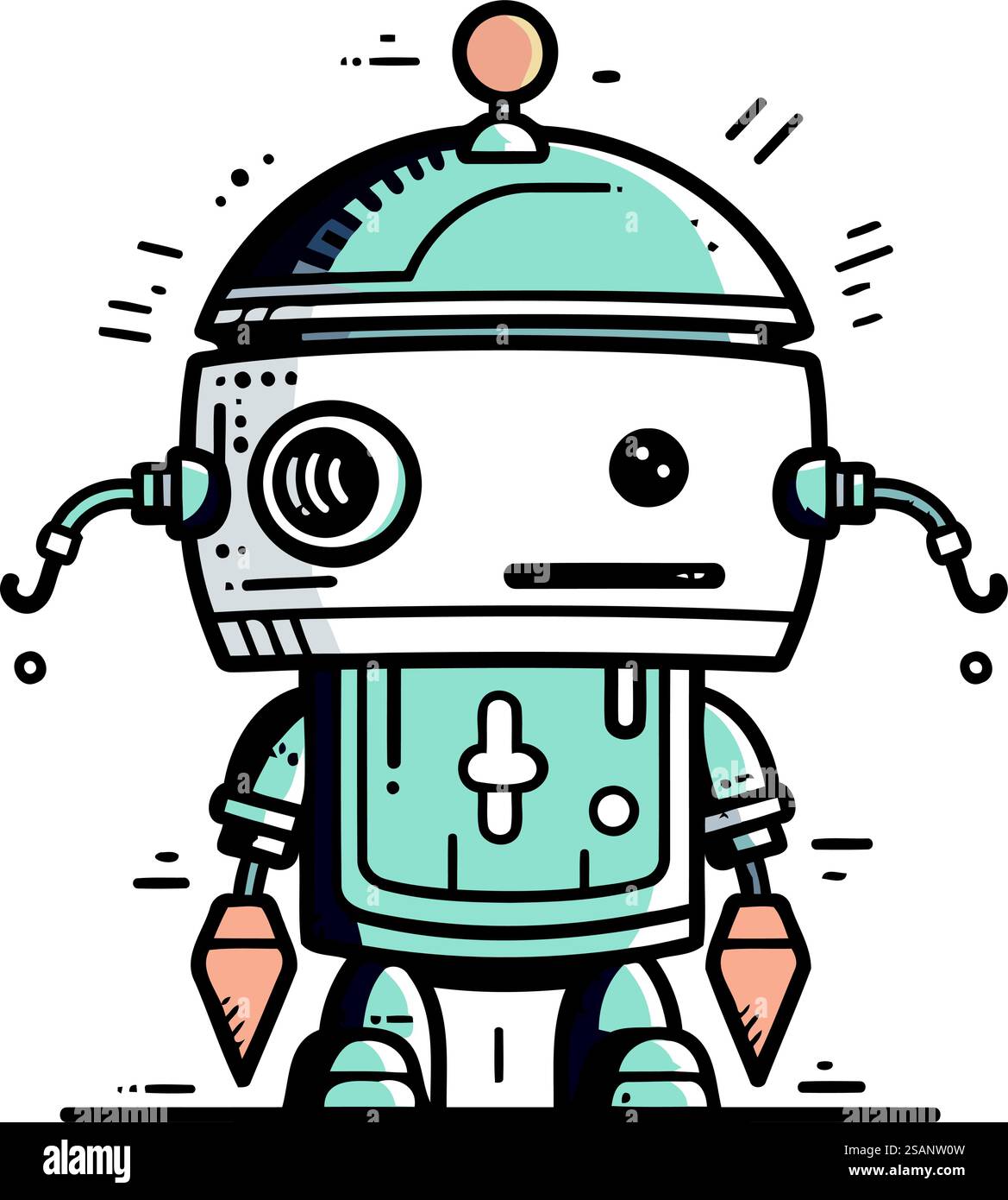Niedlicher Karikaturroboter. Vektorillustration auf weißem Hintergrund isoliert. Stock Vektor
