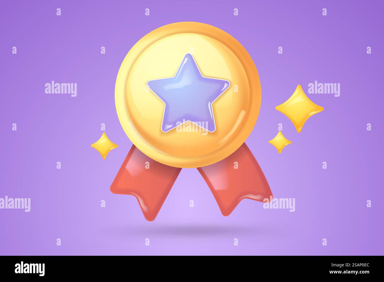 Gewinnermedaille mit Stern und Band. Symbol für 3D-Vektor. Stock Vektor