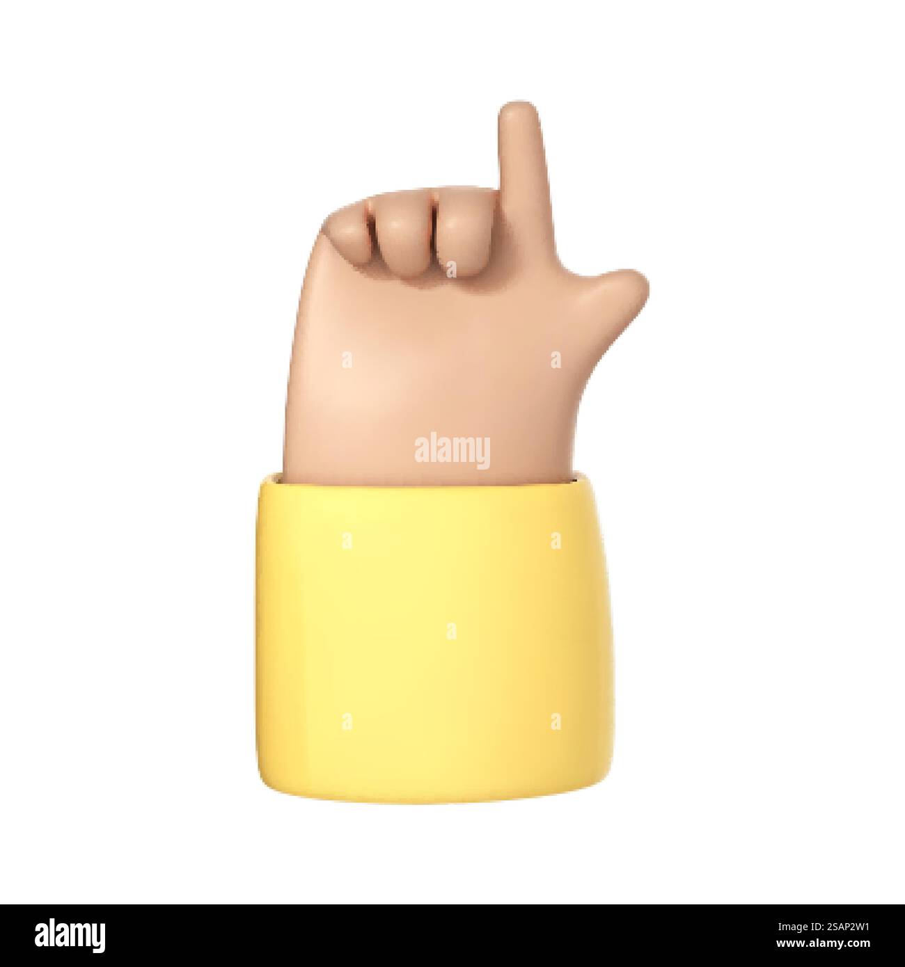 3D-Zeigebewegung. Cartoon-Handfläche mit Zeigefinger, der isoliert auf ...