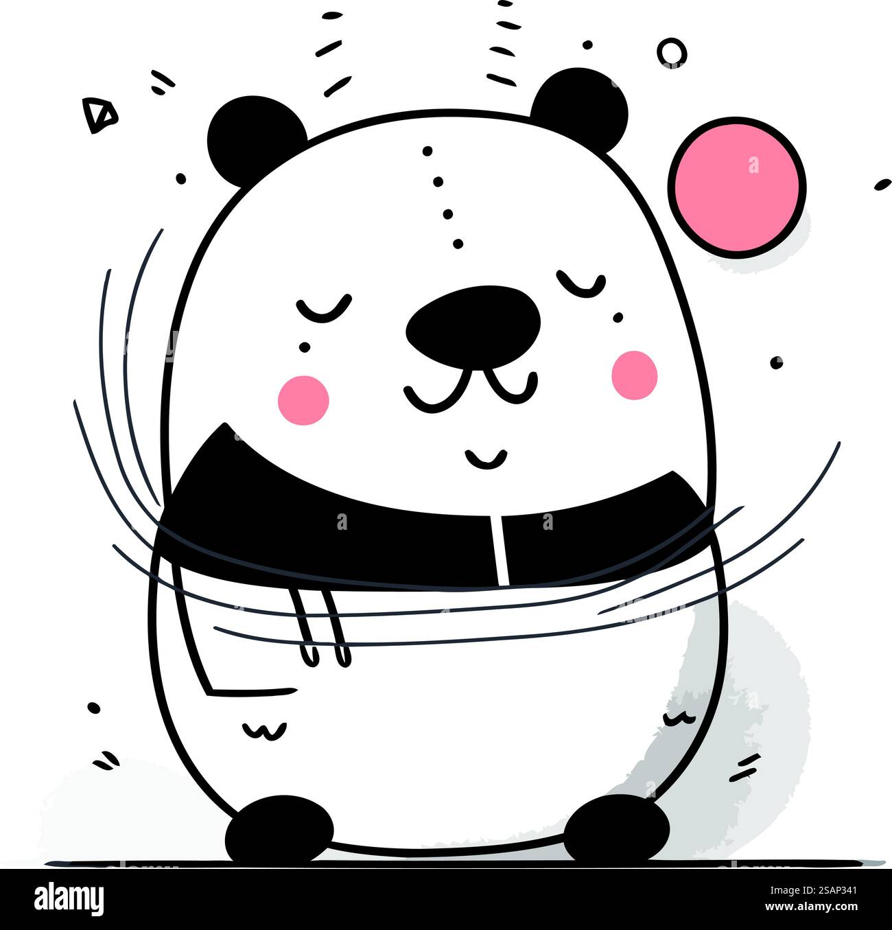 Niedliche Zeichentrick-Panda-Vektor-Illustration. Handgezeichneter Strich. Stock Vektor