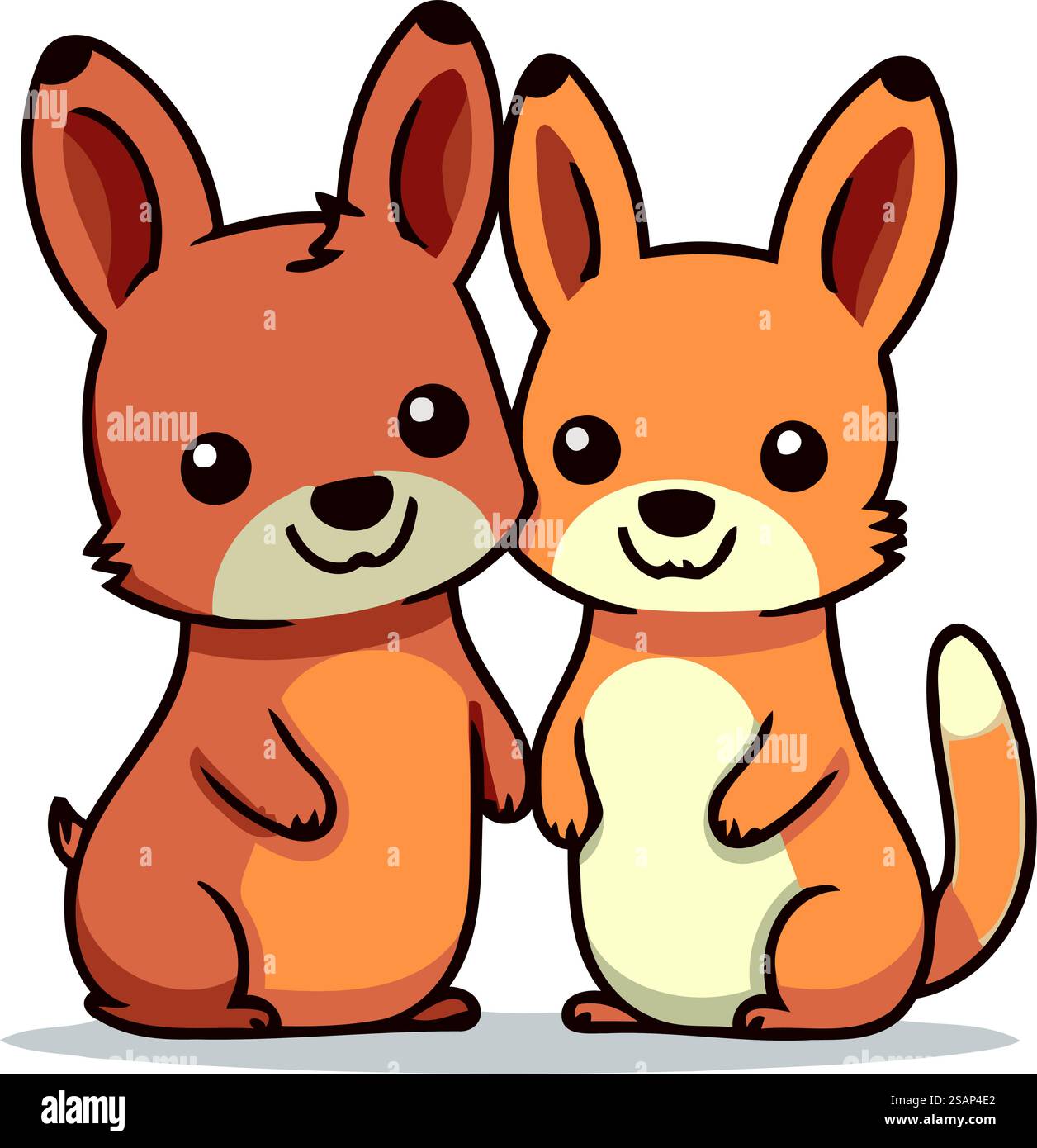 Niedliches Karikaturkaninchen und Hund auf weißem Hintergrund. Vektorabbildung. Stock Vektor