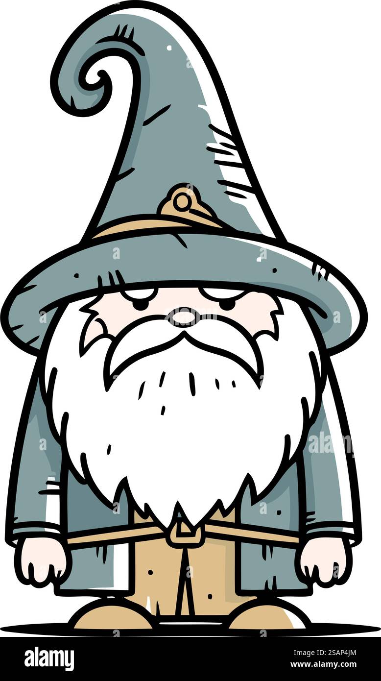 Cartoon-Assistent. Vektorabbildung. Niedlicher Cartoon-Zauberer. Fantasy-Charakter. Stock Vektor