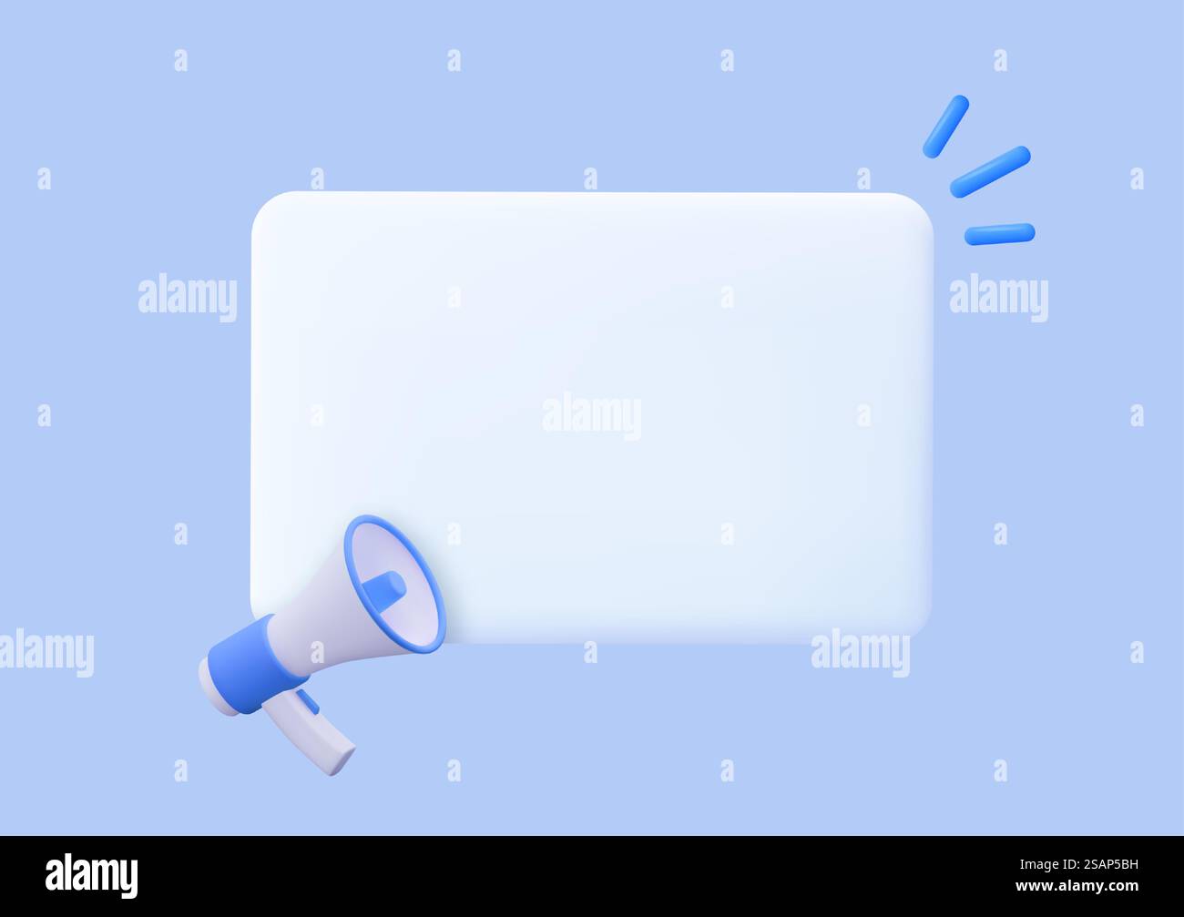 3D-Megaphon mit Sprechblase. Nachrichten und Lautsprecher. Werbung und Ankündigung in sozialen Medien. Marketingkonzept. 3D-Rendering. Vektorabbildung. 3D-Megaphon mit Sprechblase Stock Vektor