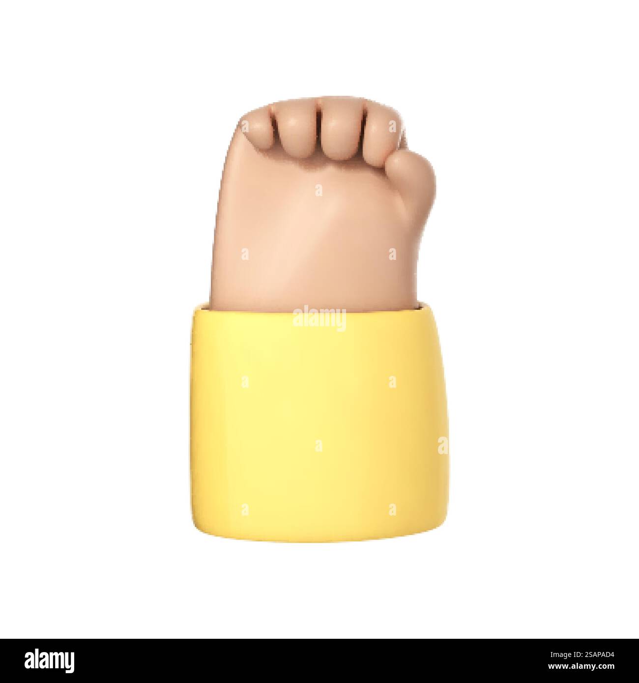 3D-Cartoon menschliche Hand Faust isoliert auf weißem Hintergrund. Symbol für Kampf oder Protest, Revolution, Einheit. Vektor-3D-Illustration Stock Vektor