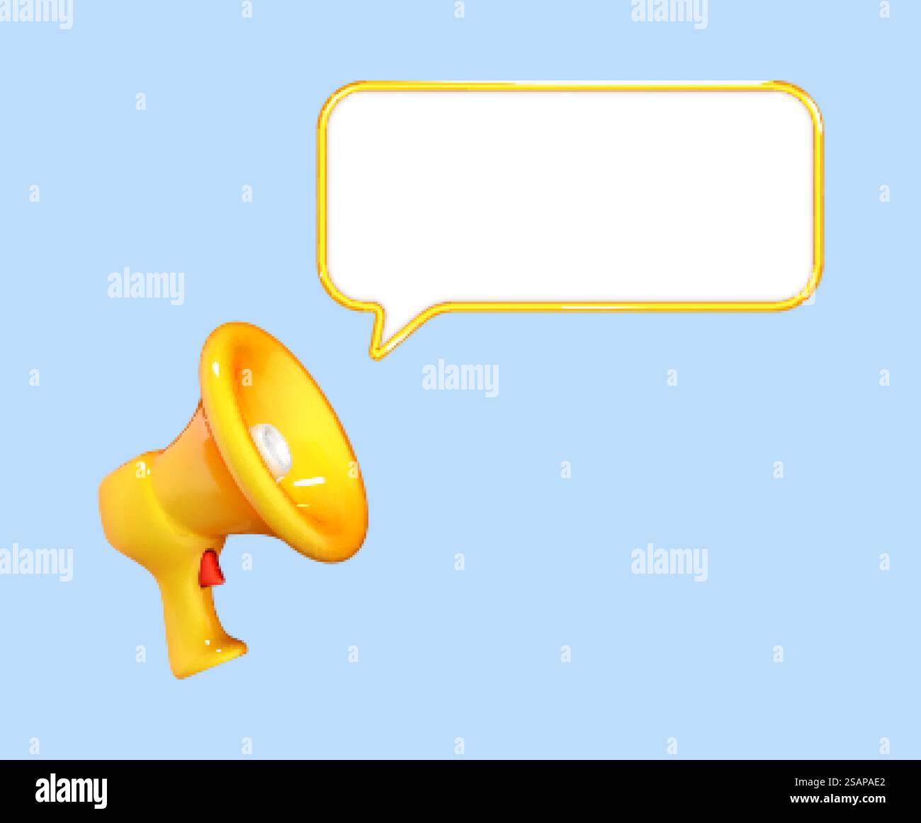 Megaphon- und Sprechblase-Symbol für 3D-Zeichentrickfilme. Marketing-Konzept für soziale Medien. Vektor-3D-Illustration Stock Vektor