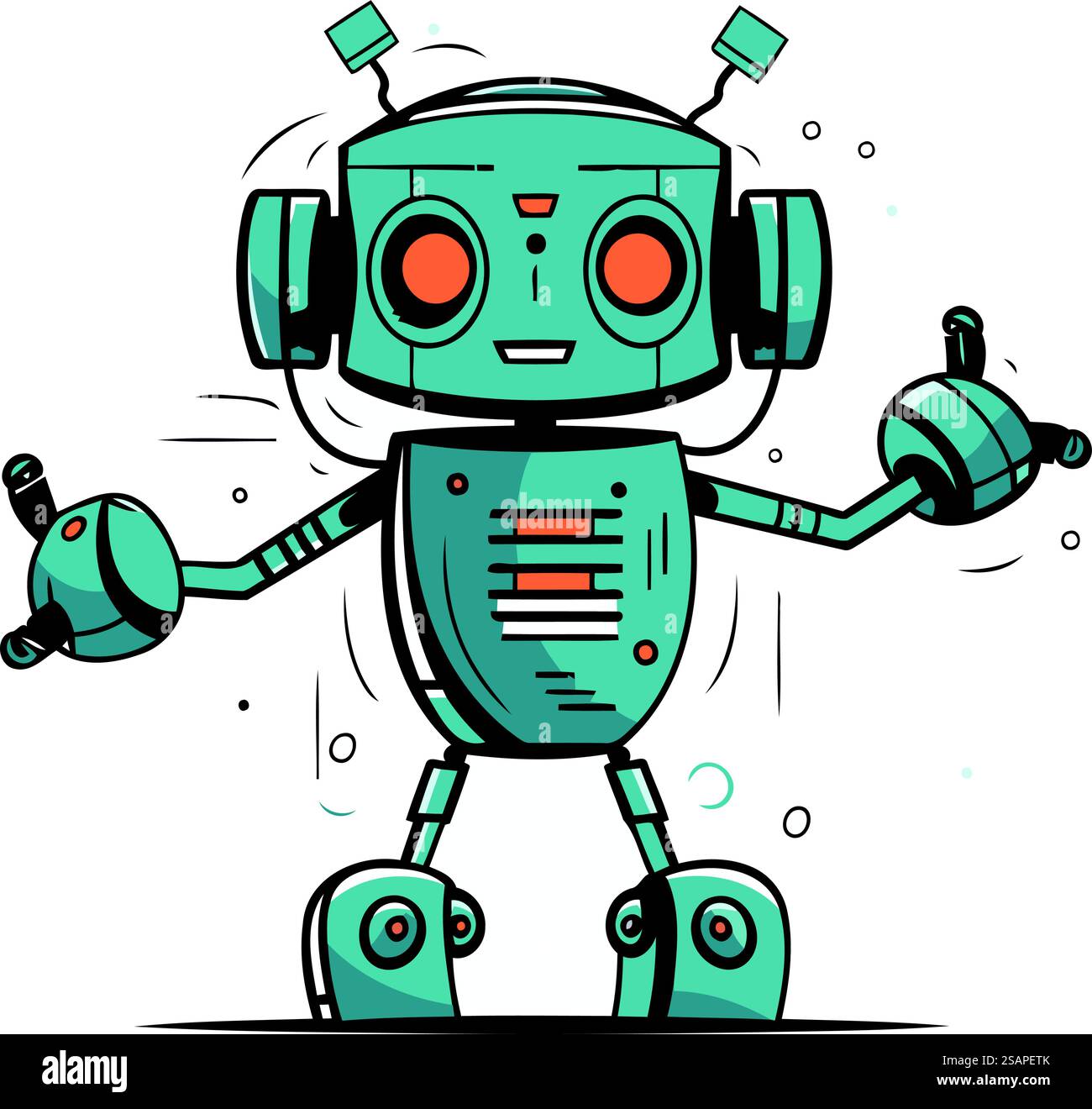 Niedlicher Karikaturroboter. Vektorabbildung. Isoliert auf weißem Hintergrund. Stock Vektor