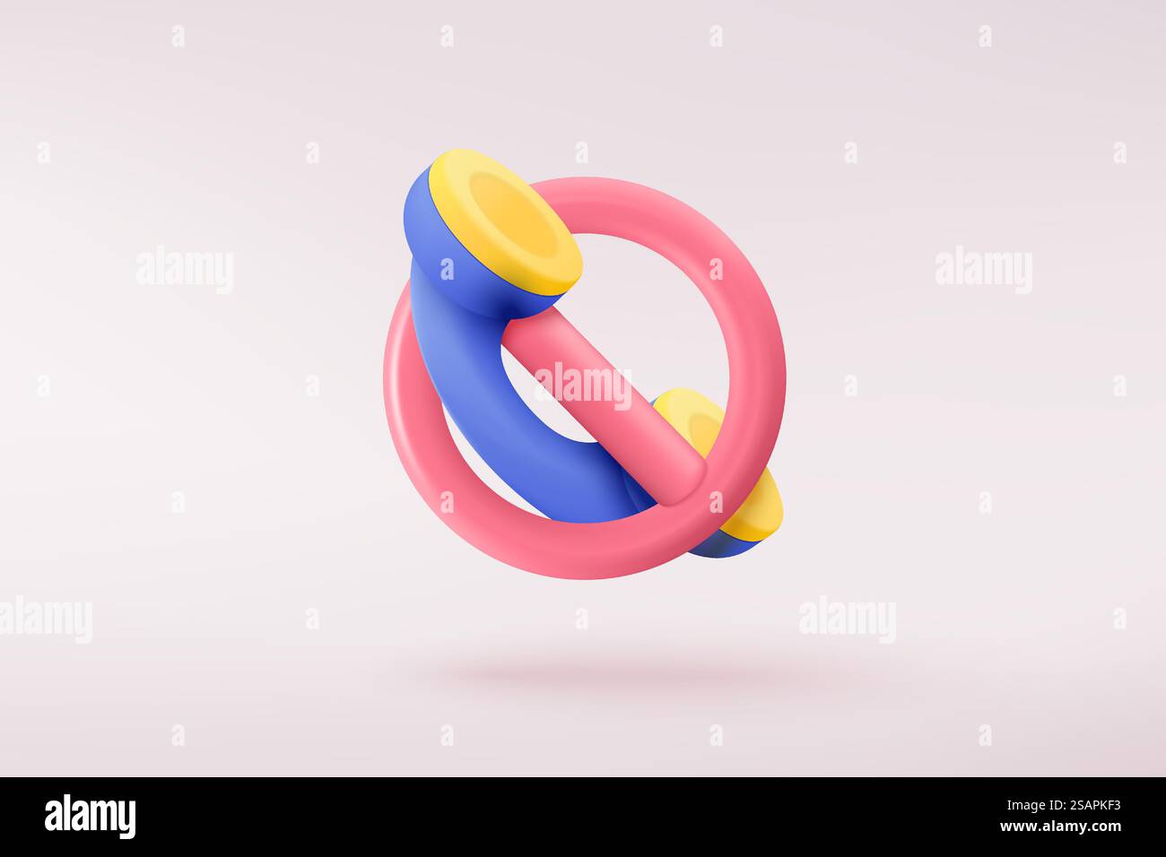 3D-Callcenter mit Stoppsymbol. Kein Eintrag, Problem, Warnung nicht bestanden am Telefon. Gespräch mit Service Support-Hotline und Call Center. 3D-Vektor-Darstellung für Telefonsymbole für Kontaktkunden Stock Vektor