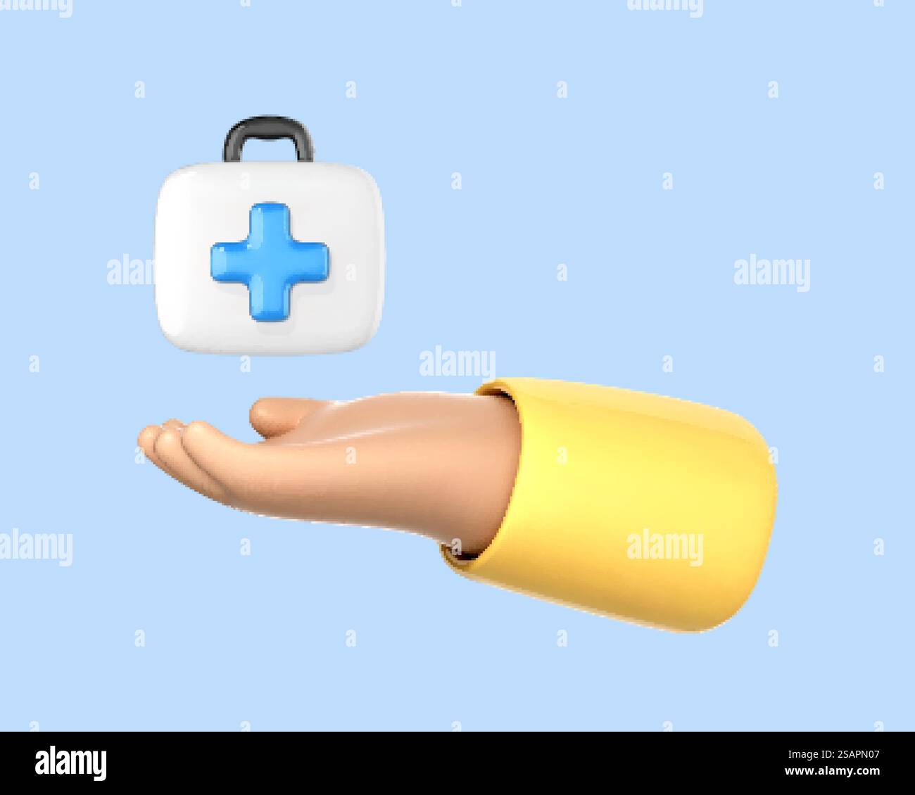 3D-Cartoon-Handheld-Medizin-Kit-Box. Gesundheitswesen und medizinisches Diagnostikkonzept. Medizinische Tasche. Vektor-3D-Illustration. Stock Vektor