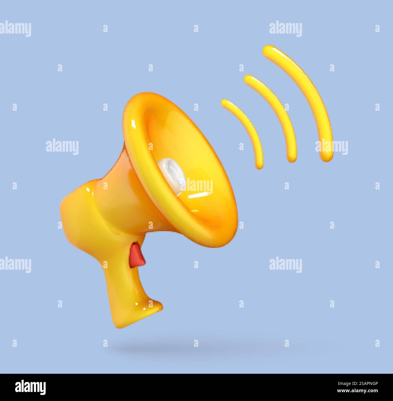 3D-Zeichentrickfilm-Megaphon. Symbole Lautsprecher. Soziale Medien. Werbung und Werbung. Vektorillustration Marketing Time Konzept Stock Vektor