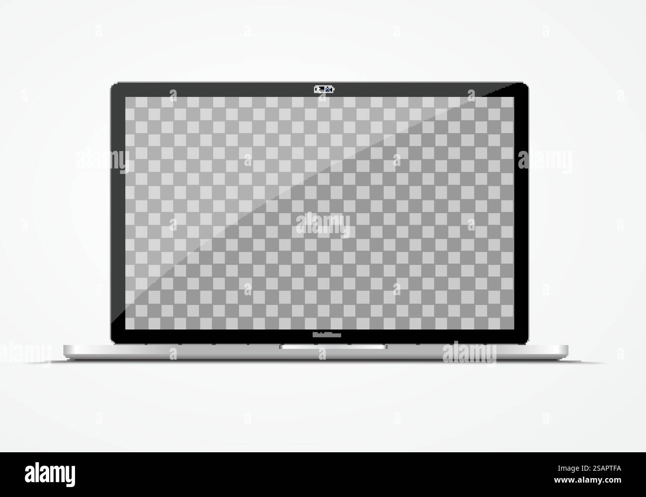 Modernes ultraflaches Notebook. Computervektormodell isoliert auf weiß. Leerer Bildschirm. Ort für Ihre Informationen. Modernes ultraflaches Notebook. Stock Vektor