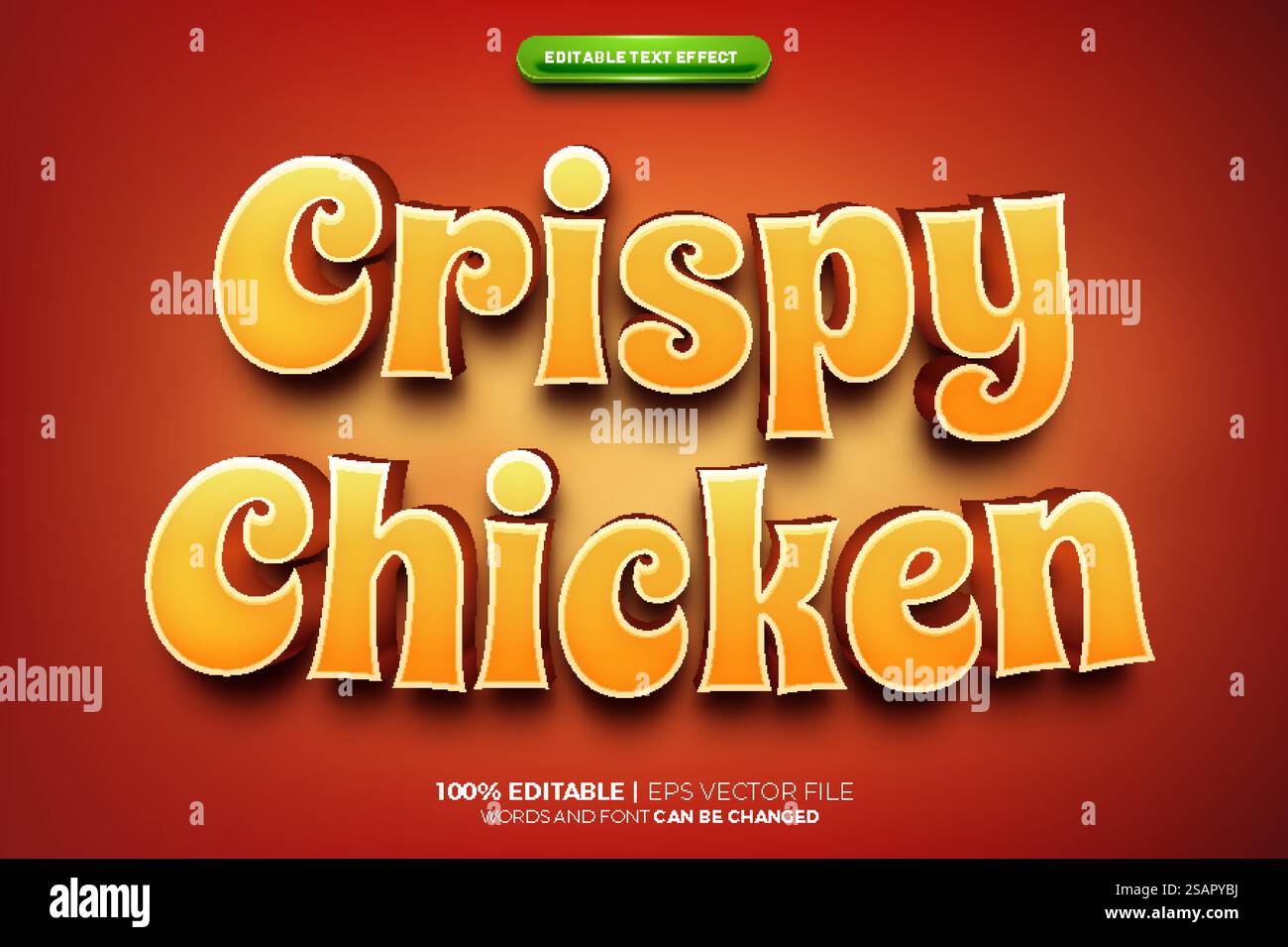 Stil für Crispy Chicken 3D-Texteffekte Stock Vektor