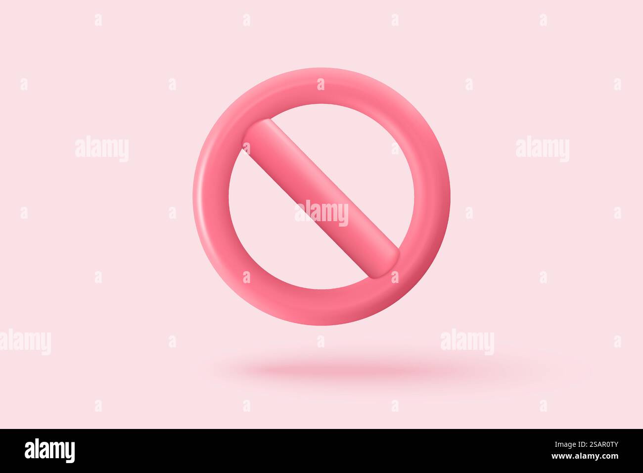 3D Verkehrsstopp für Warnbenachrichtigungssymbol. Negative Auswahl der Schaltfläche für Checkliste für False, richtig, kein Eintrag, Problem, Fehler bei Anwendung. Notfall-Symbol-Vektor mit Schatten-3D-Rendering-Illustration Stock Vektor