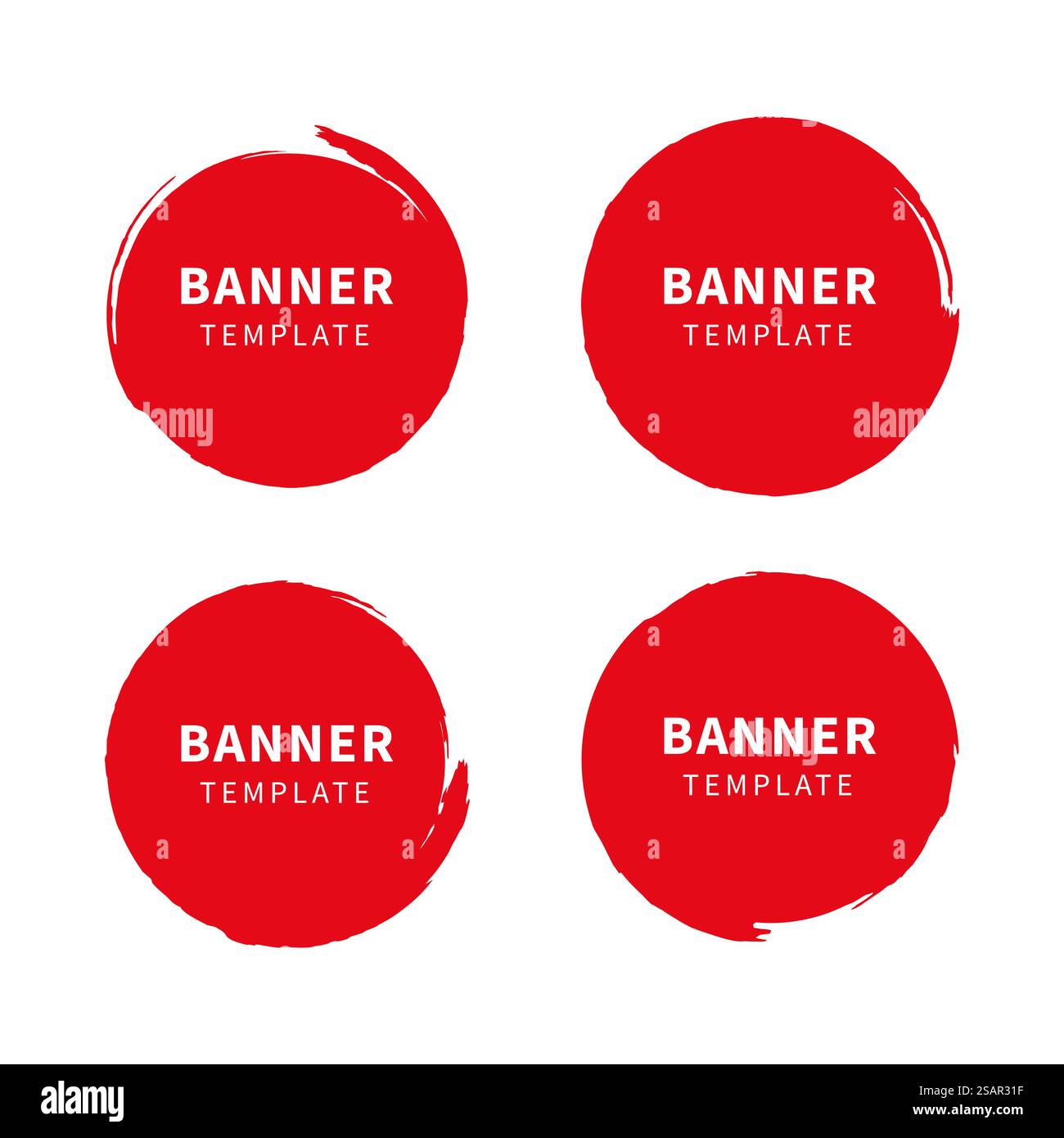 Pinselbanner rot. Vektor-isolierte Webbanner. Kreatives farbiges Vektorpinselbanner. Rohteilvektor. EPS 10 Stock Vektor