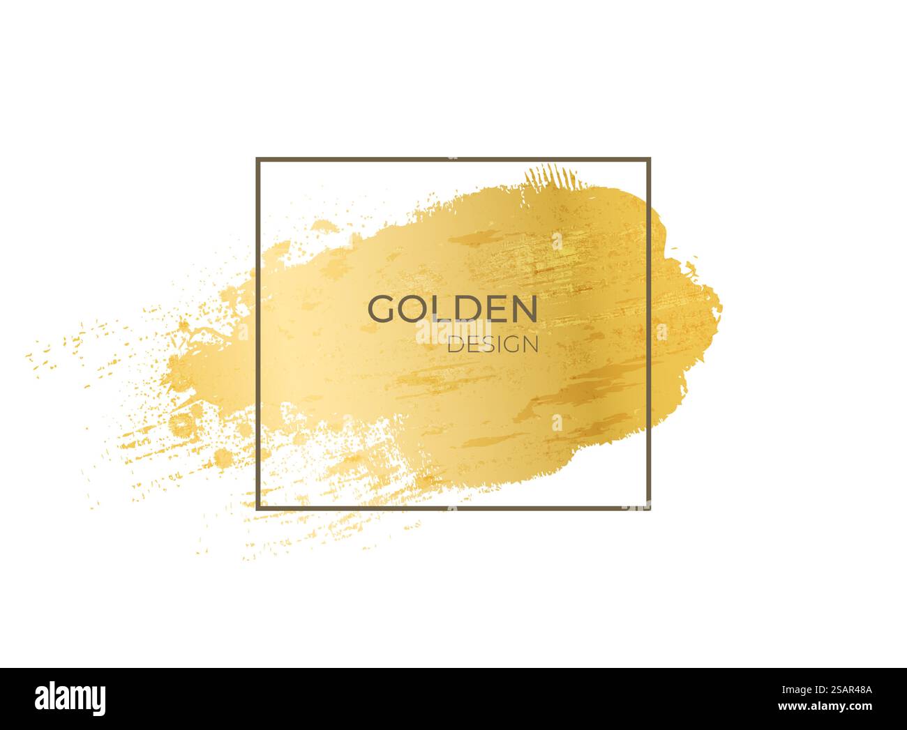 Goldener Rahmen. Realistische Goldgrunge-Textur in geometrischer Form. Konturquadrat auf gelbem metallischem Hintergrund. Isolierter Farbschmierstoff, dekorative Schablone mit Kopierraum. Vector blank Framework. Goldener Rahmen. Realistische Goldgrunge-Textur in geometrischer Form. Quadratische Kontur auf metallischem Hintergrund. Farbschmierstoff, dekorative Schablone mit Kopierraum. Vector blank Framework Stock Vektor