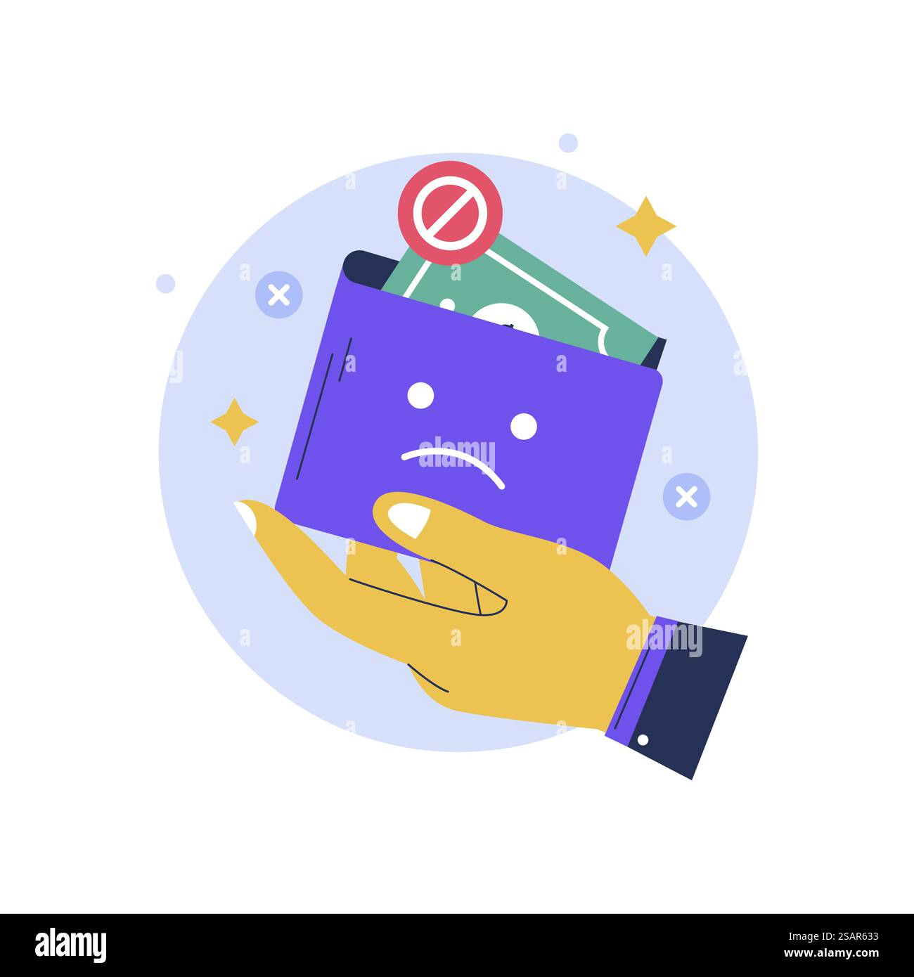 Illustration eines Konzepts für leere Brieftaschen. Illustration des flachen Vektors auf weißem Hintergrund isoliert Stock Vektor