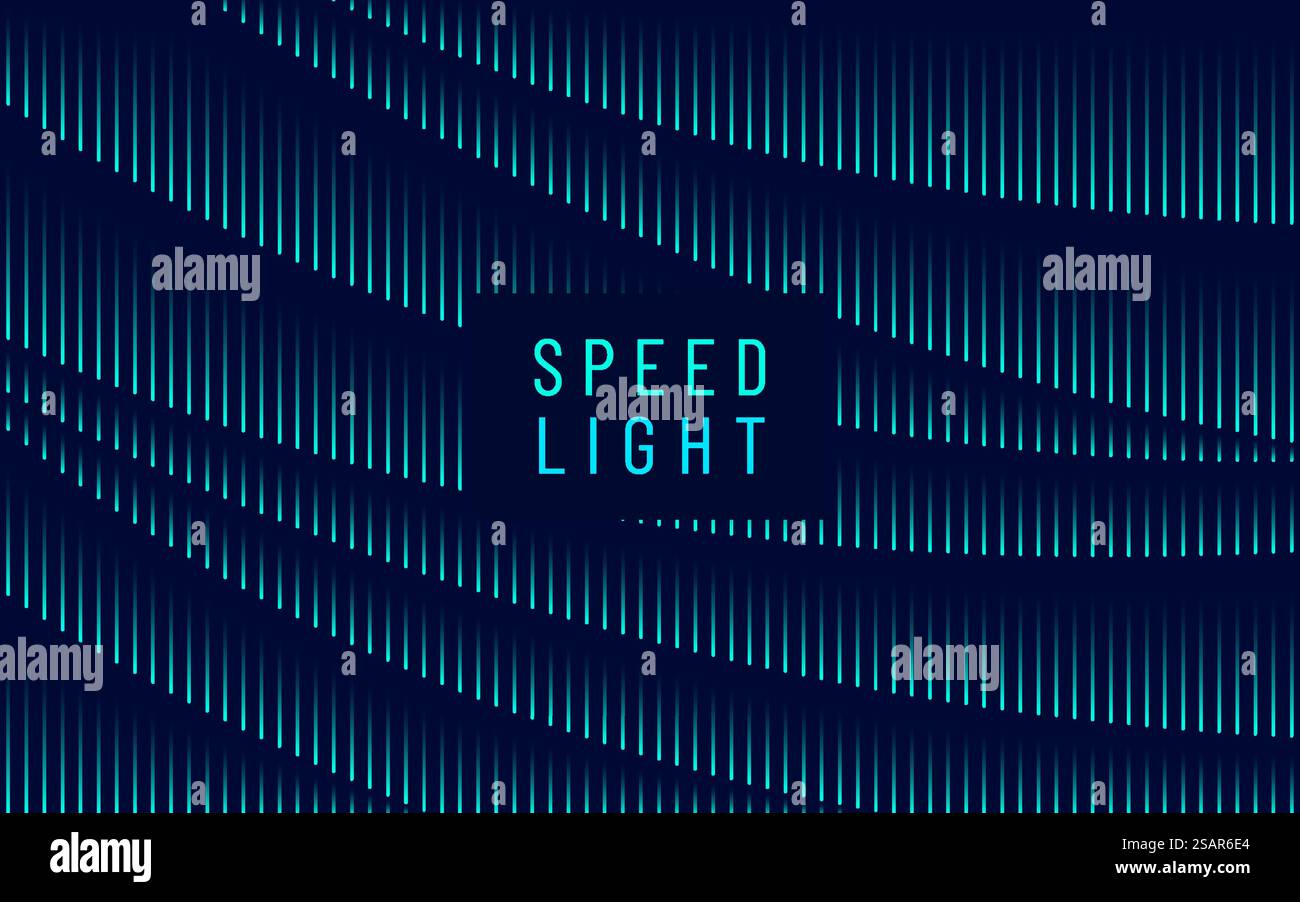 Abstrakte vertikale blaue und grüne Geschwindigkeitslinien auf dunkelblauem Hintergrund. Futuristisches und technologisches Vorlagendesign. Design für Titelvorlage, Poster, Web-Banner, Printanzeige. Vektor-EPS10 Stock Vektor