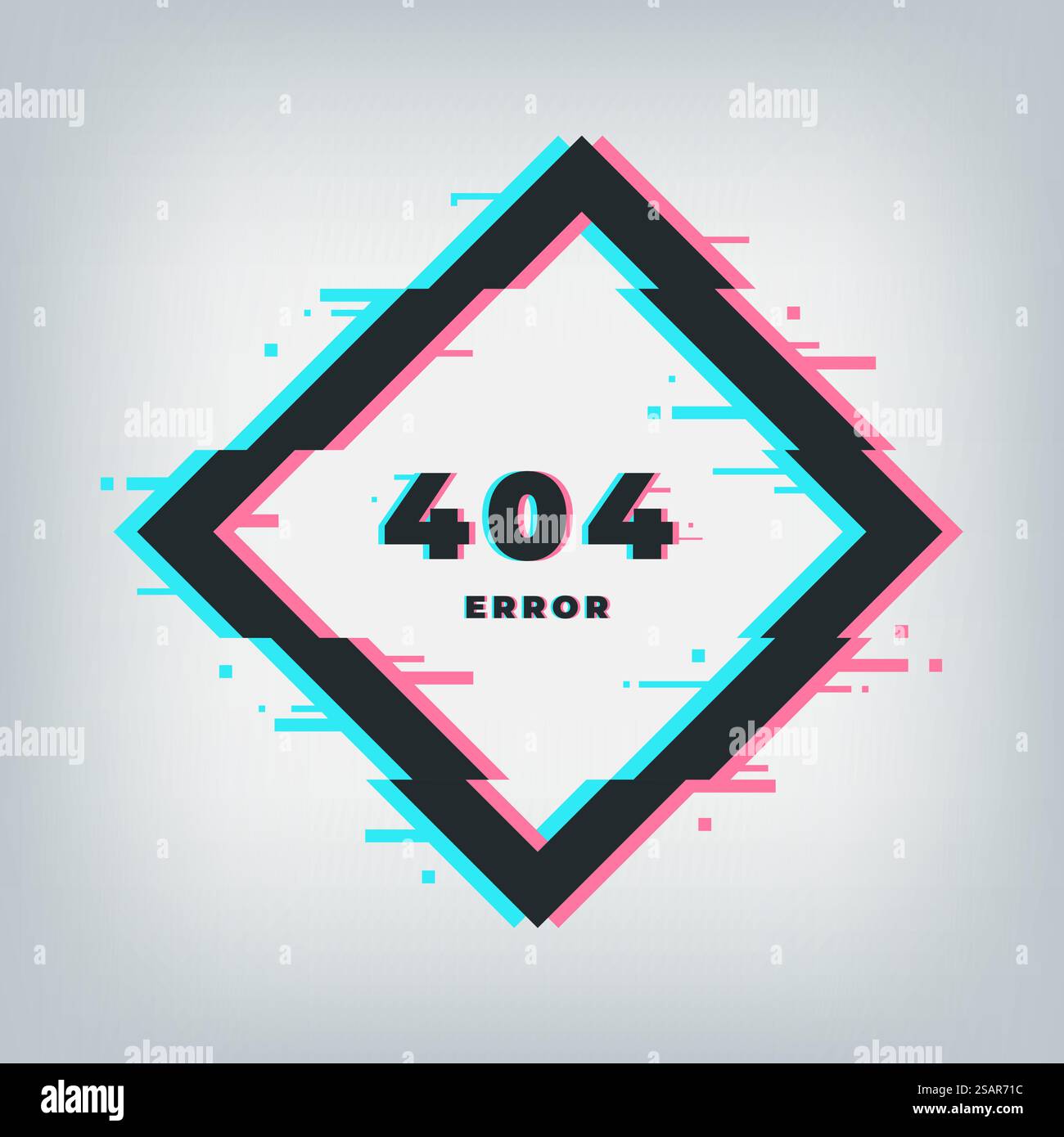 Fehler 404 Seite. Banner mit Glitcheffekt. Bildschirm nicht gefunden, fehlerhafte Dateien. Probleme im Internet. Dynamisches quadratisches Rahmendesign mit Zahlen und Schriftzug. Vektor-Informationsschild für elektronische Geräte. Fehler 404 Seite. Banner mit Glitcheffekt. Bildschirm nicht gefunden, fehlerhafte Dateien. Probleme im Internet. Dynamischer Rahmen mit Zahlen und Schriftzeichen. Vektor-Informationsschild für elektronische Geräte Stock Vektor