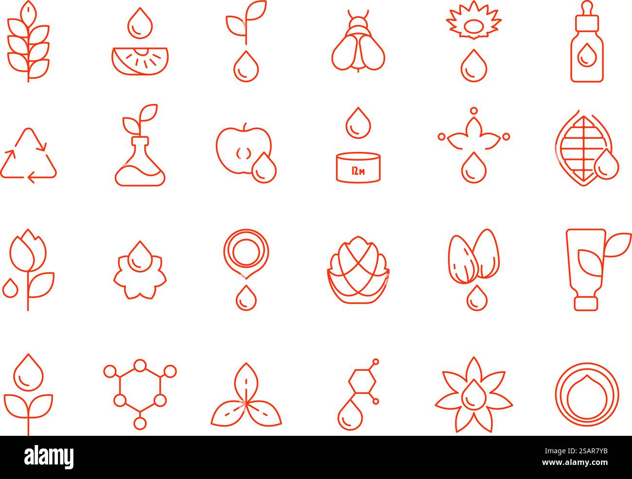 Kosmetische lineare Symbole. Umweltfreundliche Hautpflege natürliche kosmetische organische Produkte grell Vektor Illustrationen Set von Öko und Bio Kontur Symbol. Kosmetische lineare Symbole. Umweltfreundliche Hautpflege natürliche kosmetische organische Produkte grell Vektor Illustrationen Set Stock Vektor