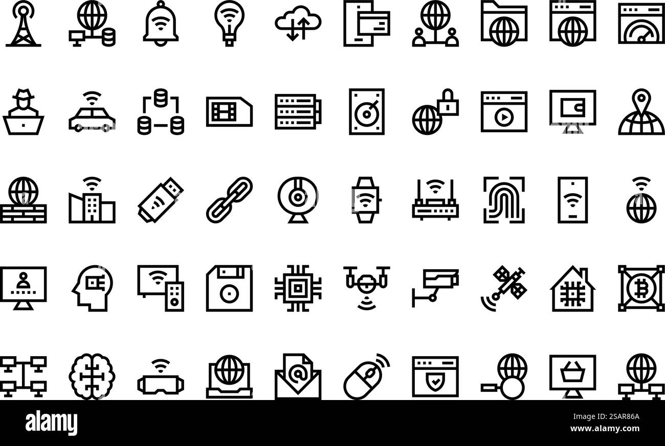 Hochwertige Sammlung von Vektorsymbolen mit editierbarer Kontur. Ideal für professionelle und kreative Projekte. Stock Vektor