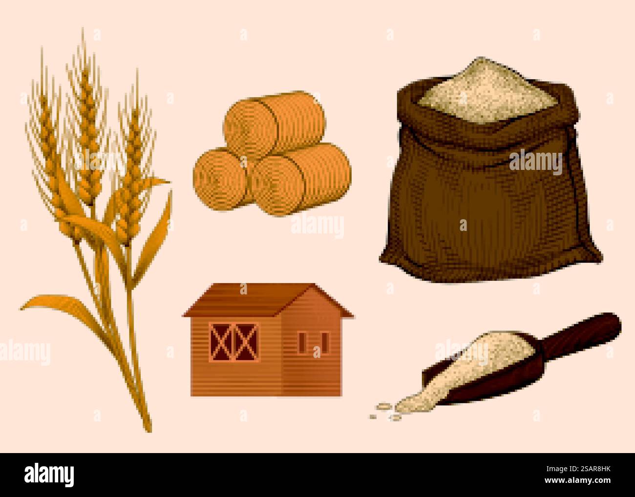 Gravierte landwirtschaftliche Elemente Stock Vektor