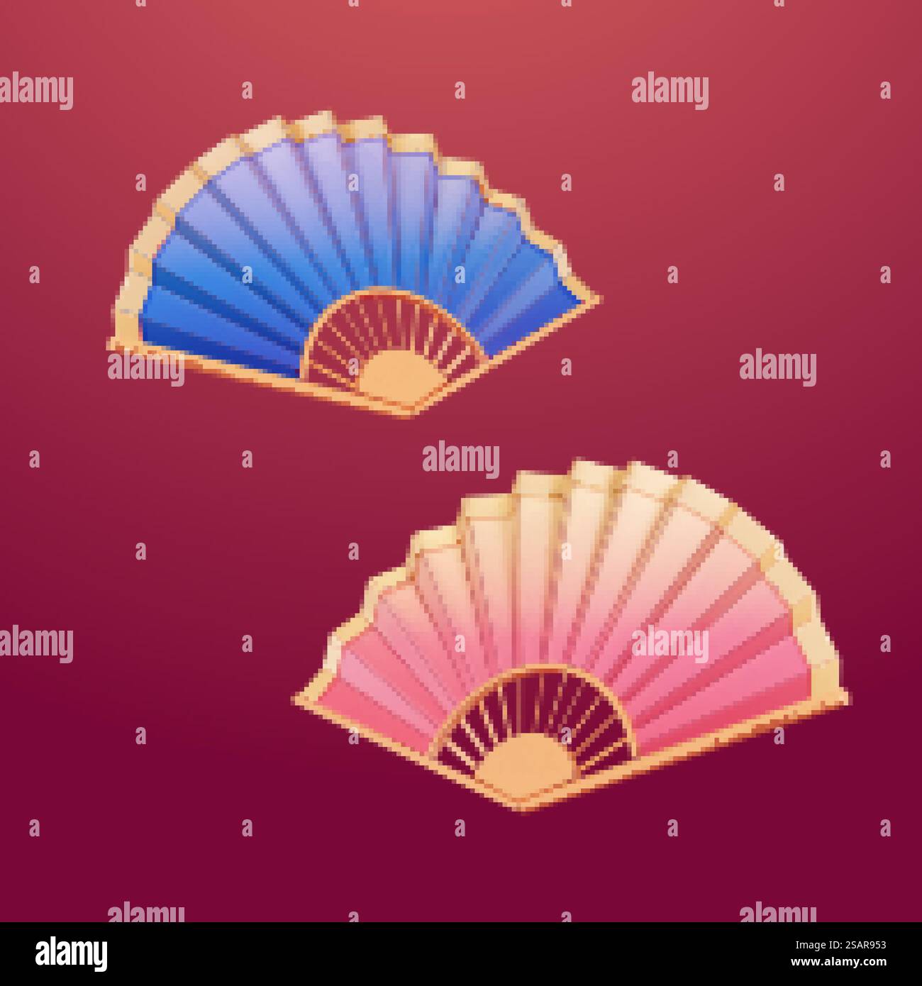 Gefaltete Papierfächer im chinesischen 3D-Stil Stock Vektor