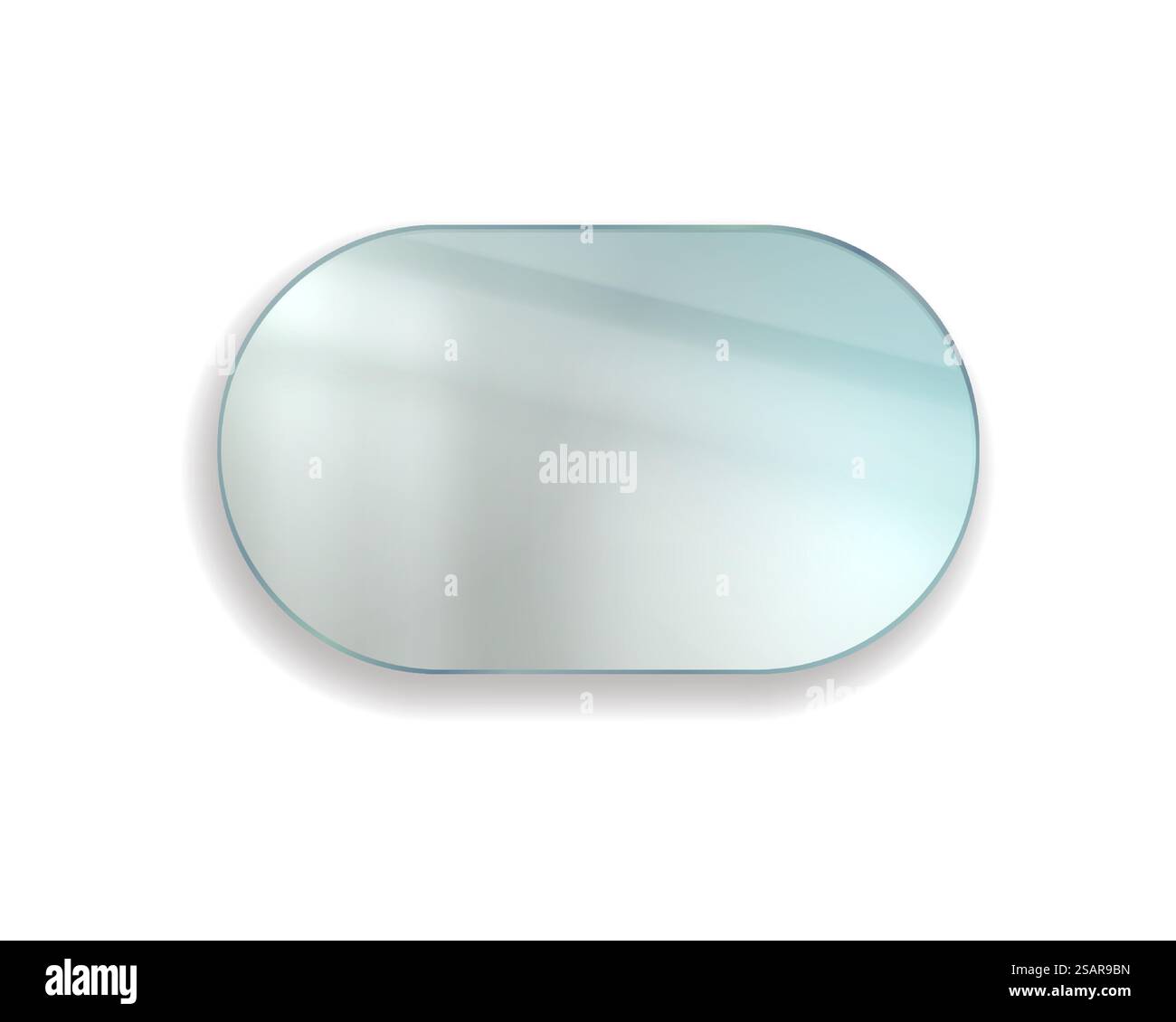 Realistischer breiter Spiegel für das Badezimmer. Ovale, reflektierende, unscharfe Oberfläche. Wandschablone in Hochglanz. Minimalistische Innentoilette mit rundem isoliertem Element. Vektormöbel Mockup. Realistischer breiter Spiegel für das Badezimmer. Ovale, reflektierende, unscharfe Oberfläche. Glänzende Wanddekoration. Minimalistische Innentoilette mit isoliertem Element. Vektormöbel Mockup Stock Vektor