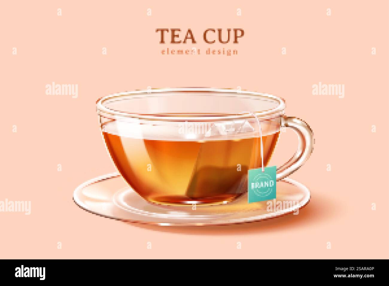 3D Illustration Glas Teetasse Stock Vektor